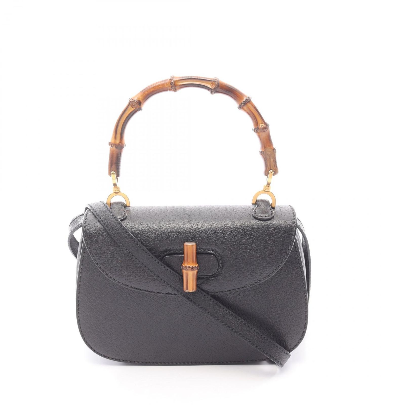 グッチ GUCCI ハンドバッグ バンブー 000460188 ブラック レザー バンブー 2wayショルダー レディース Used A