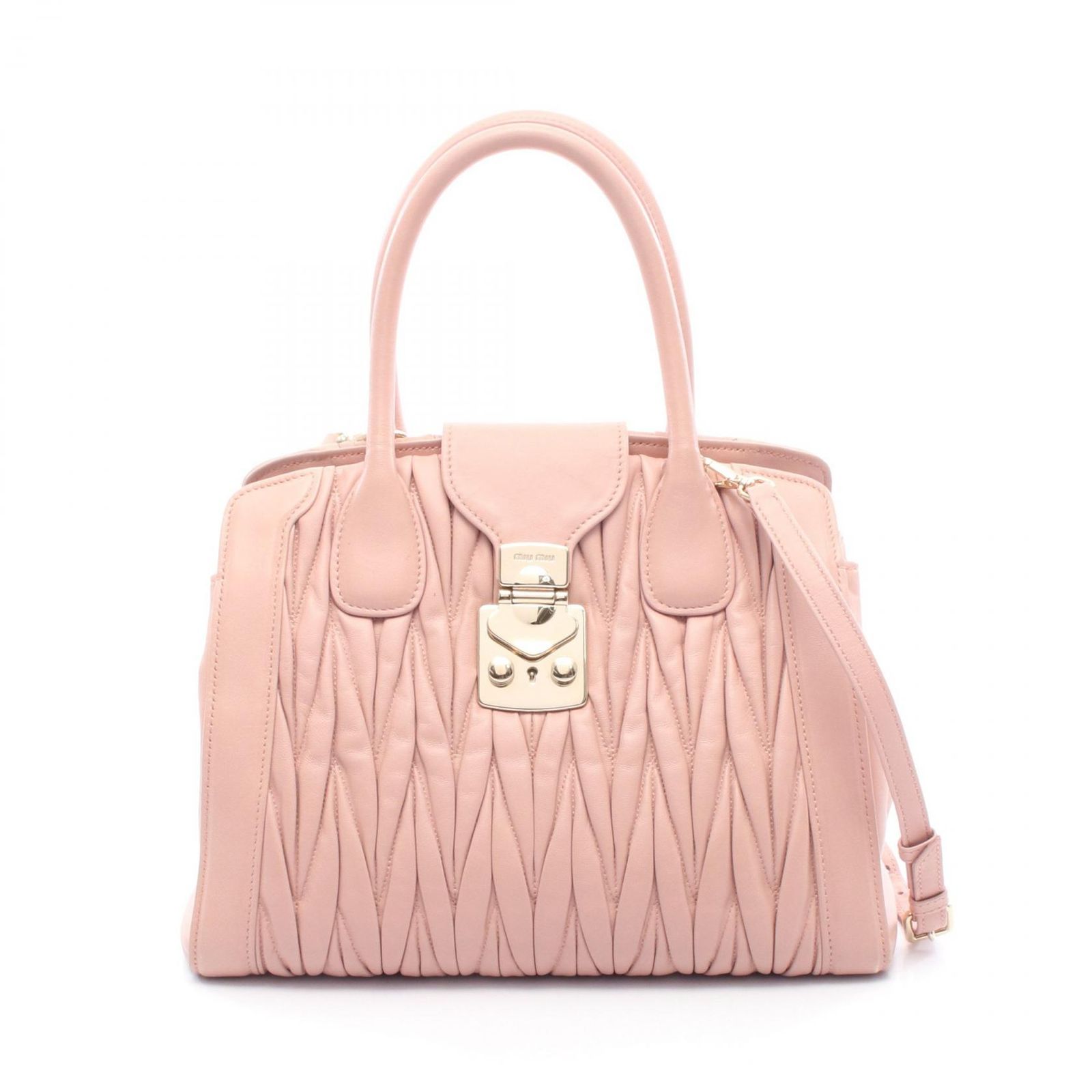 ミュウ ミュウ Miu Miu ハンドバッグ MATELASSE マテラッセ ピンク レザー マテラッセ 2wayショルダー レディース Used B