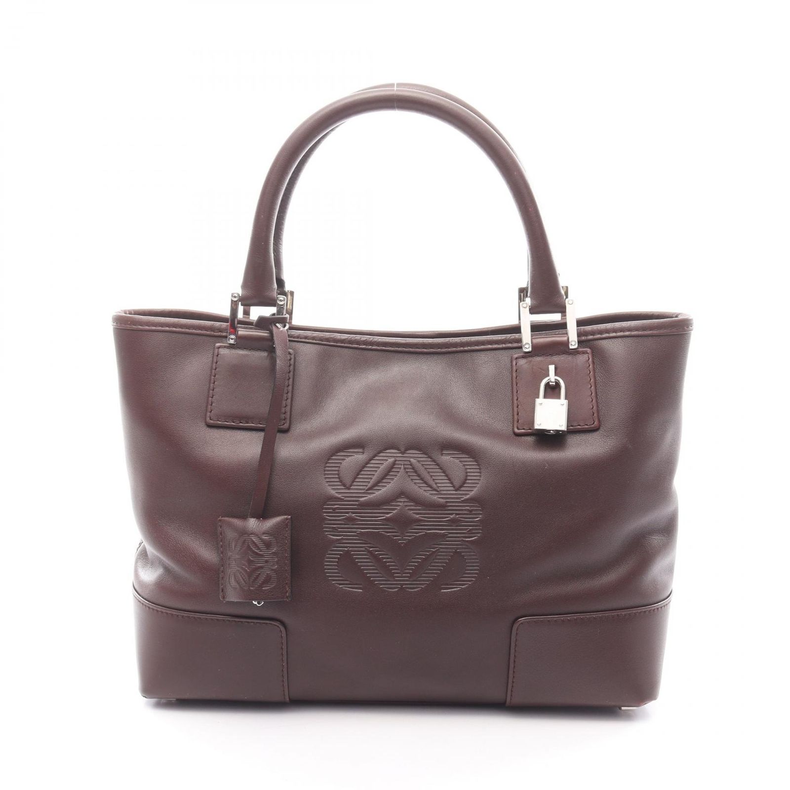 ロエベ LOEWE ハンドバッグ アマソナ フスタ ダークブラウン レザー アマソナ アナグラム フスタ ハンド レディース Used B