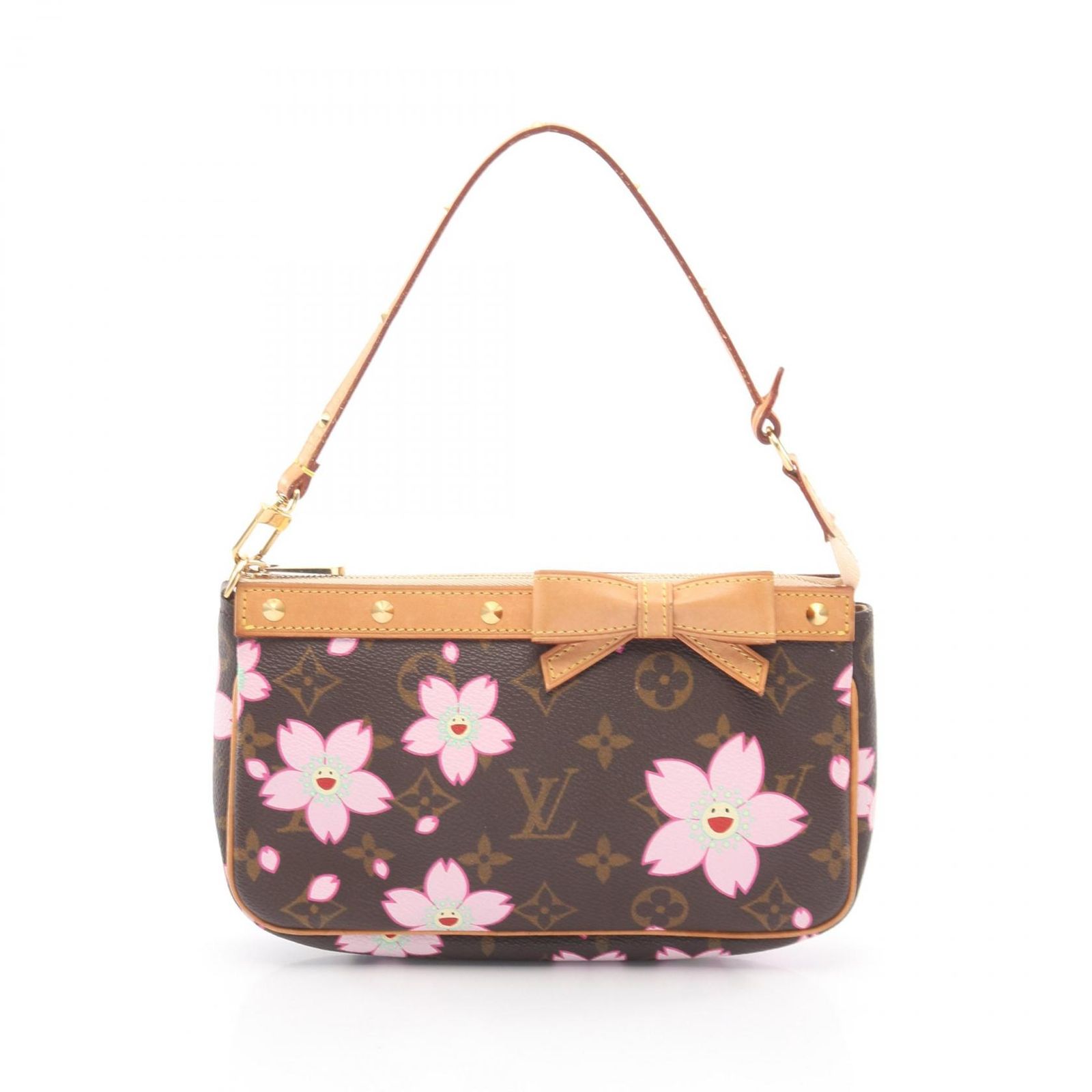 ルイ・ヴィトン LOUIS VUITTON ハンドバッグ LV × TM ポシェット アクセソワール モノグラム チェリーブロッサム M92006 PVCコーティングキャンバス レザー ポシェット・アクセソワール