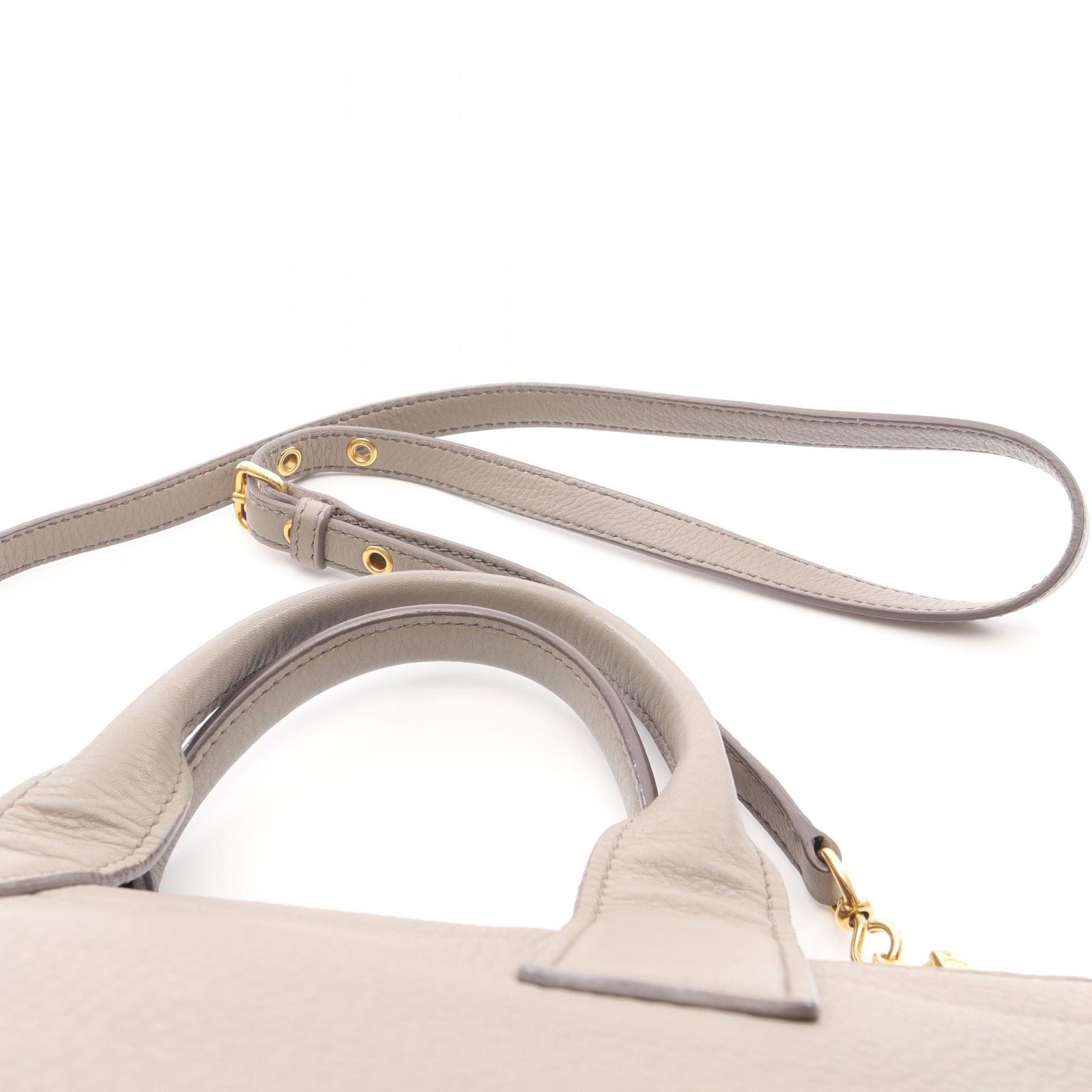 ミュウ ミュウ Miu Miu ハンドバッグ グレー レザー 2wayハンド 