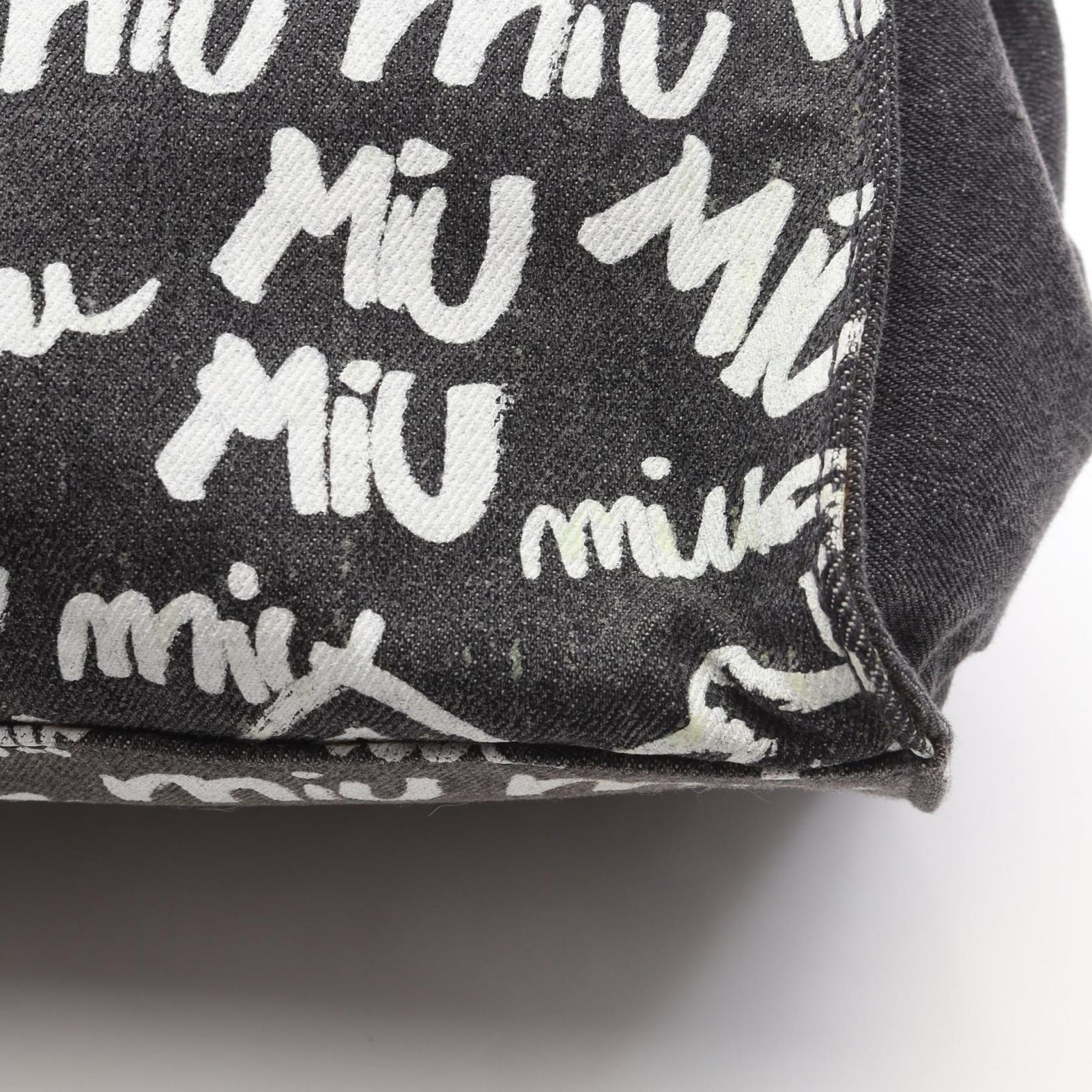 ミュウ ミュウ Miu Miu トートバッグ DENIM LOGO デニムブラック 