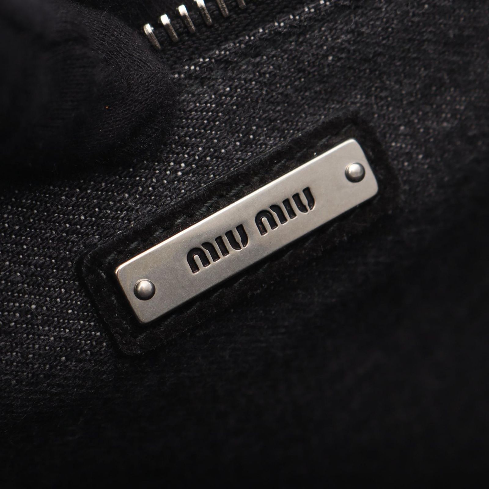 ミュウ ミュウ Miu Miu トートバッグ DENIM LOGO デニムブラック