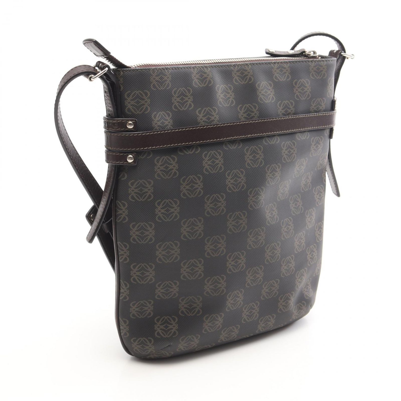 ロエベ LOEWE ショルダーバッグ アナグラム ダークブラウン PVC 
