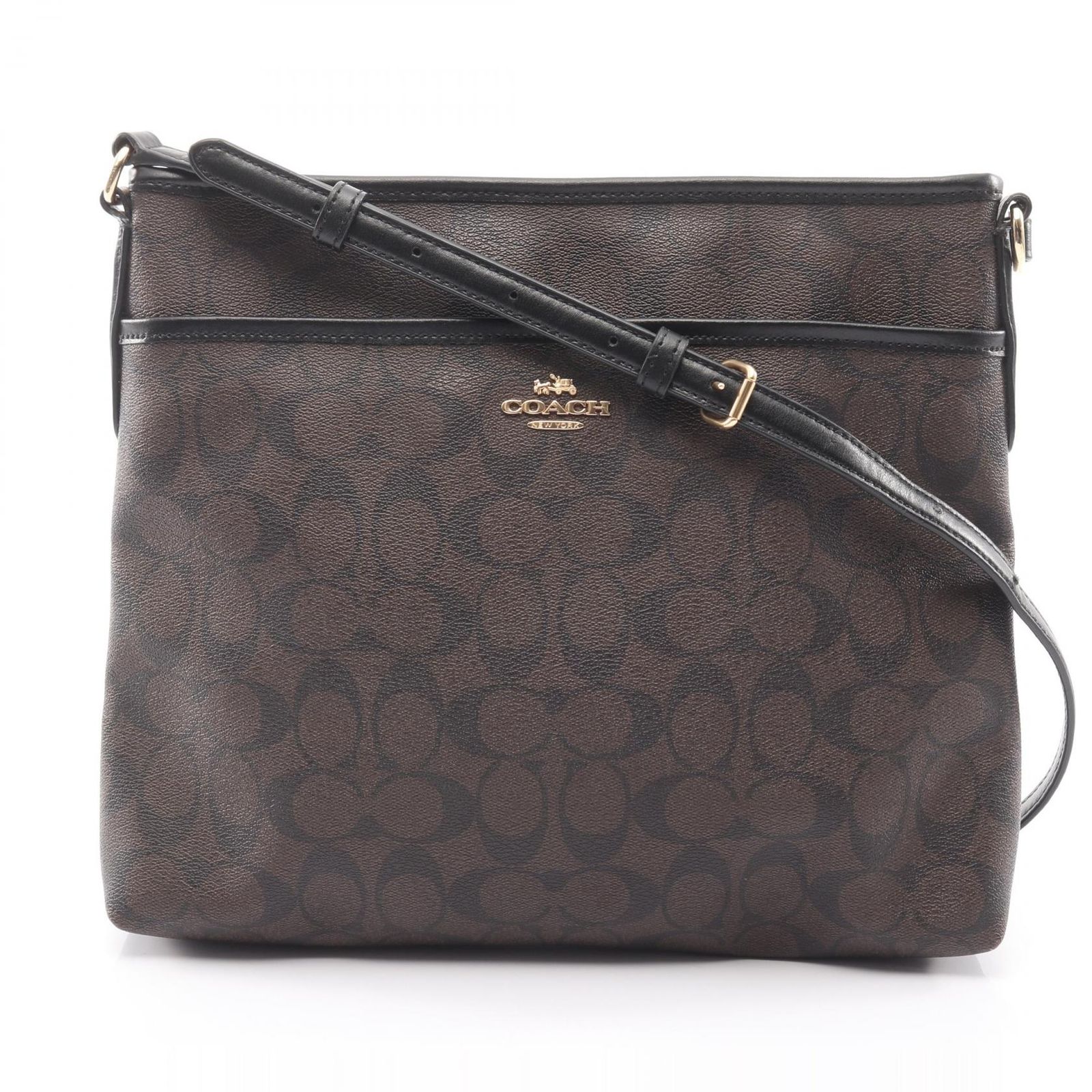 コーチ COACH ショルダーバッグ シグネチャー ファイルバッグ F58297 ブラウン PVCコーティングキャンバス レザー シグネチャー ショルダーバッグ レディース Used A