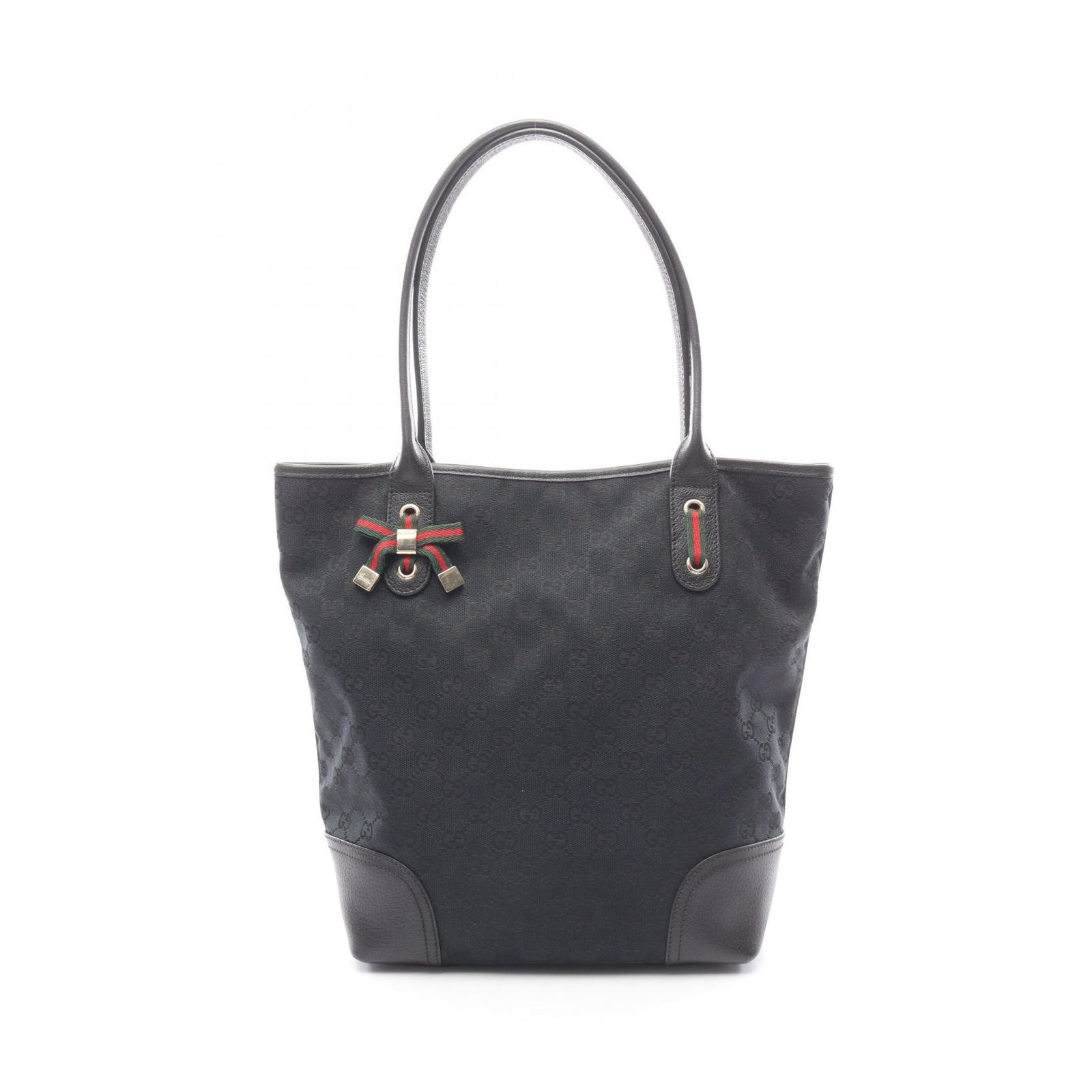 グッチ GUCCI トートバッグ プリンシー GGキャンバス シェリーライン 181779 ブラック キャンバス レザー プリンシー トートバッグ レディース Used A