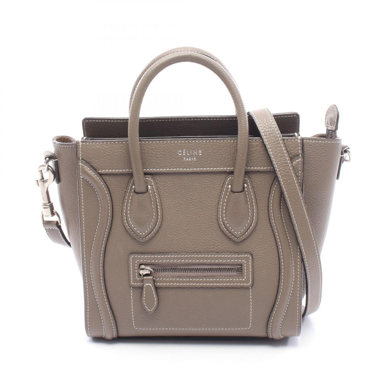 セリーヌ CELINE ハンドバッグ ラゲージ ナノショッパー グレージュ レザー ラゲージ ナノ ショッパー レディース Used A