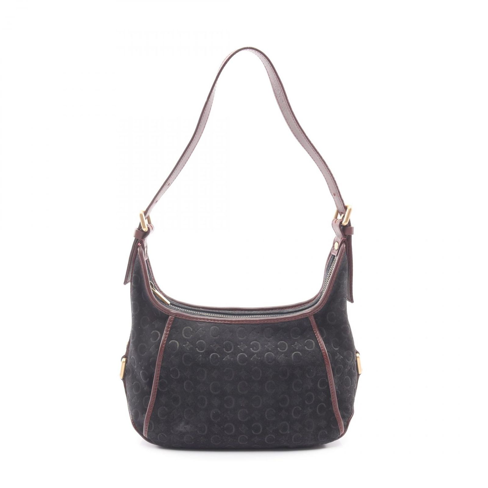 セリーヌ CELINE ショルダーバッグ Cマカダム ブラック/ブラウン スウェード レザー Cマカダム ワンショルダー レディース Used B