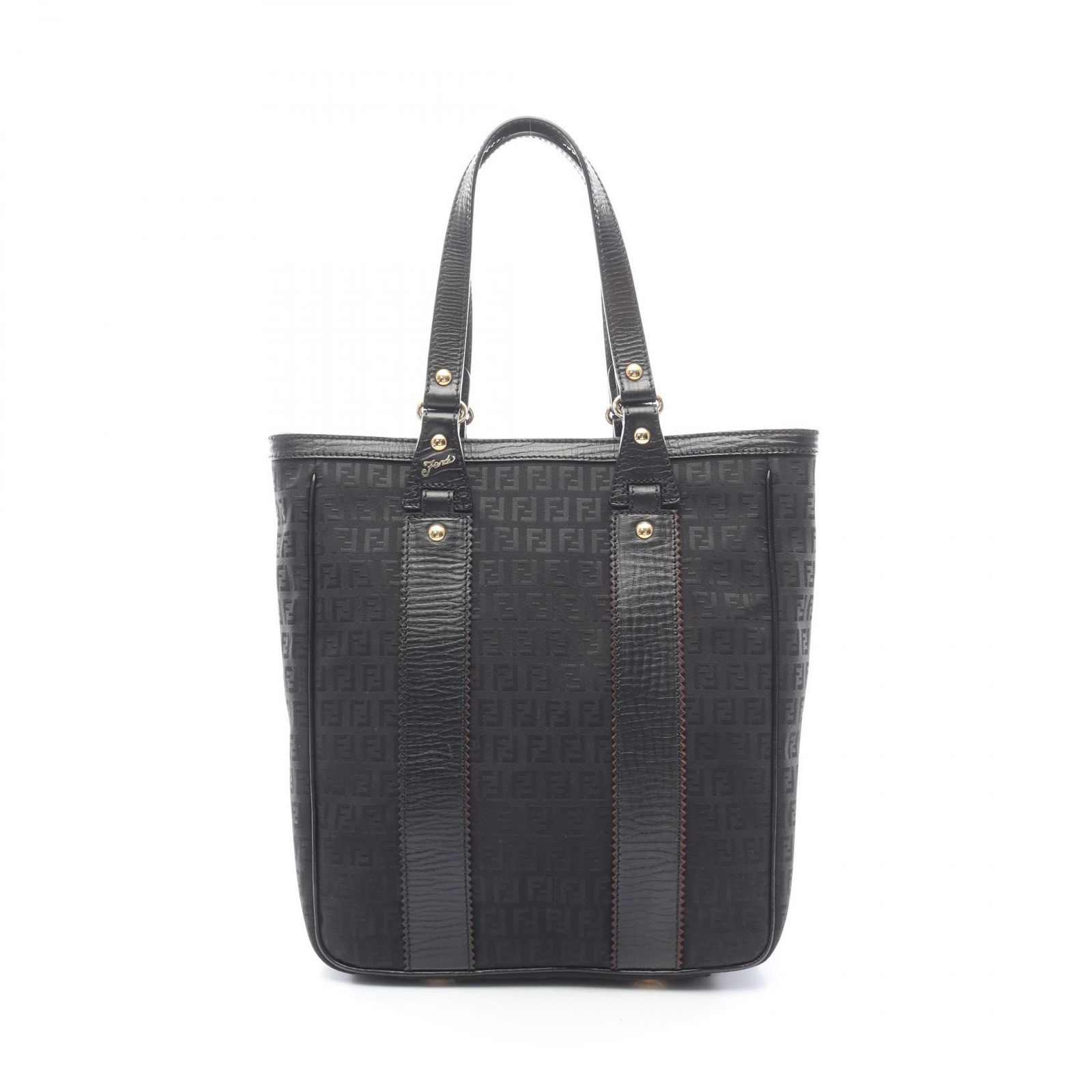 フェンディ FENDI トートバッグ ズッキーノ ブラック キャンバス レザー ズッキーノ トート レディース Used A