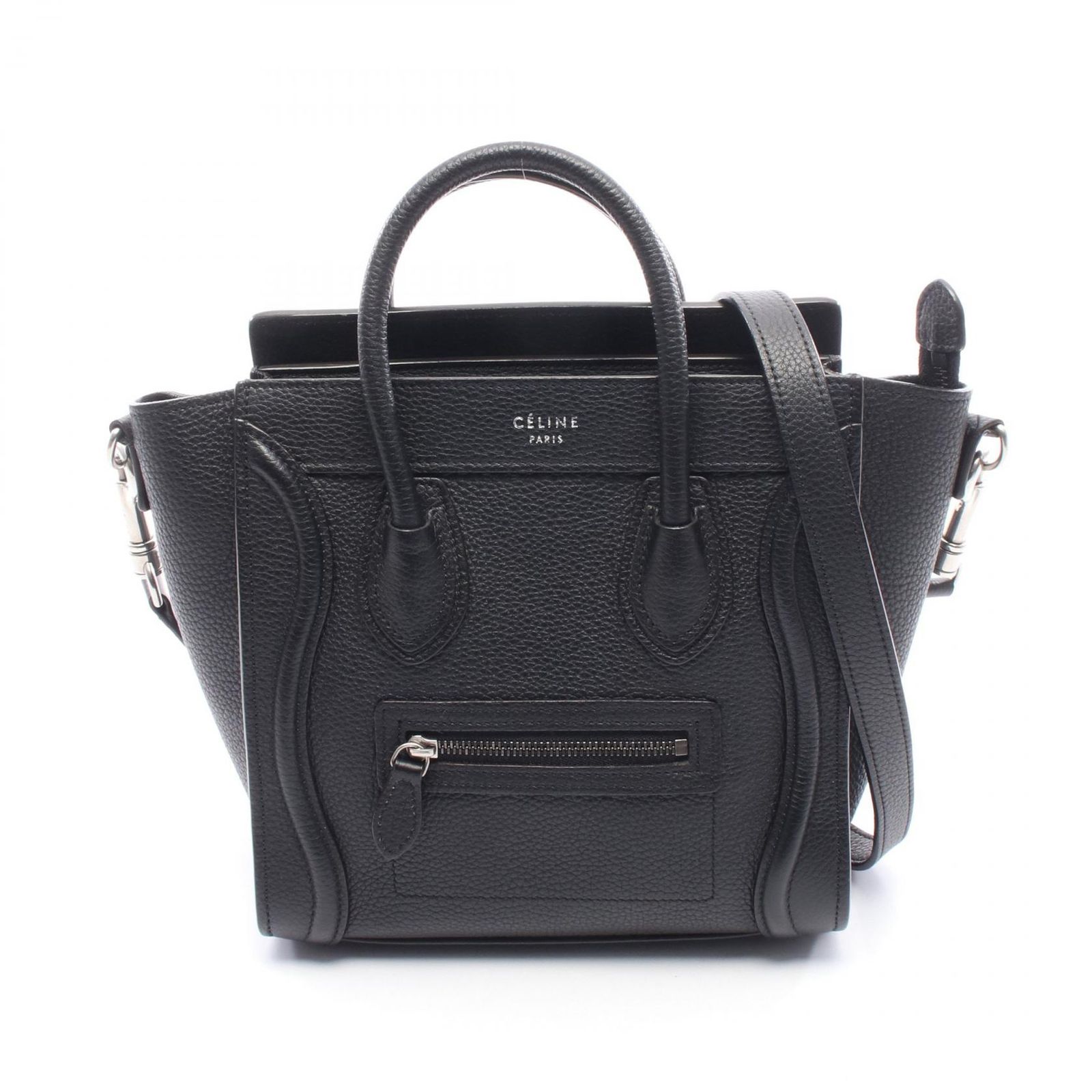 セリーヌ CELINE ハンドバッグ ラゲージ ナノショッパー ブラック レザー ラゲージ ナノ ショッパー レディース Used A
