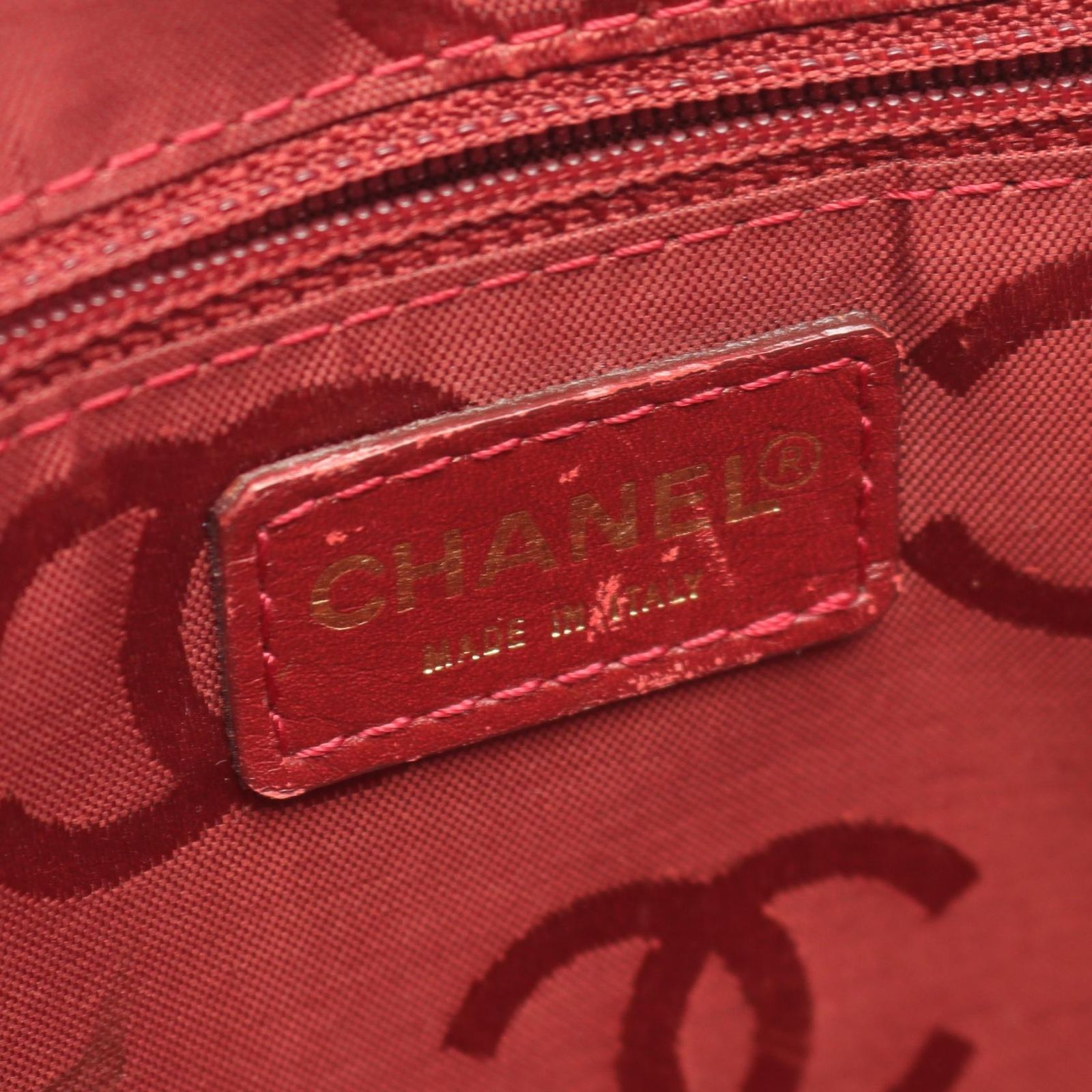 シャネル CHANEL ハンドバッグ ワイルドステッチ レッド レザー 