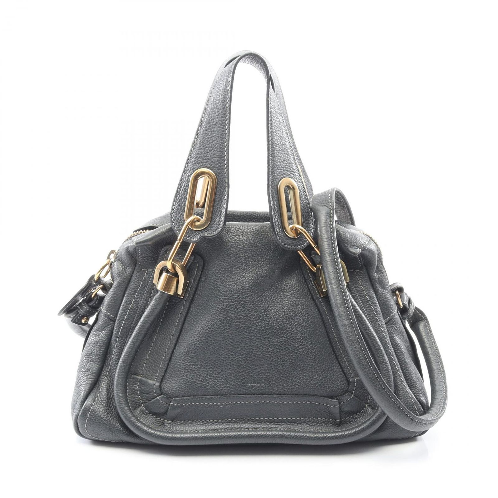 クロエ Chloe ハンドバッグ パラティ スモール ネイビー レザー パラティ 2wayショルダー レディース Used B