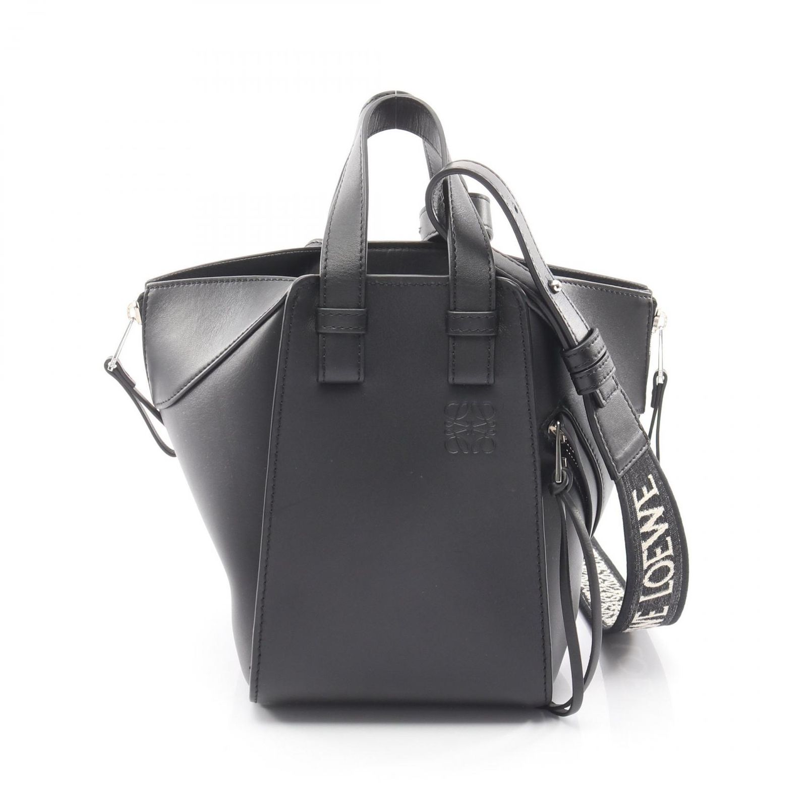ロエベ LOEWE ハンドバッグ ハンモックバッグ コンパクト A538H13X14 ブラック レザー キャンバス ハンモック コンパクト 2wayショルダー レディース Used A