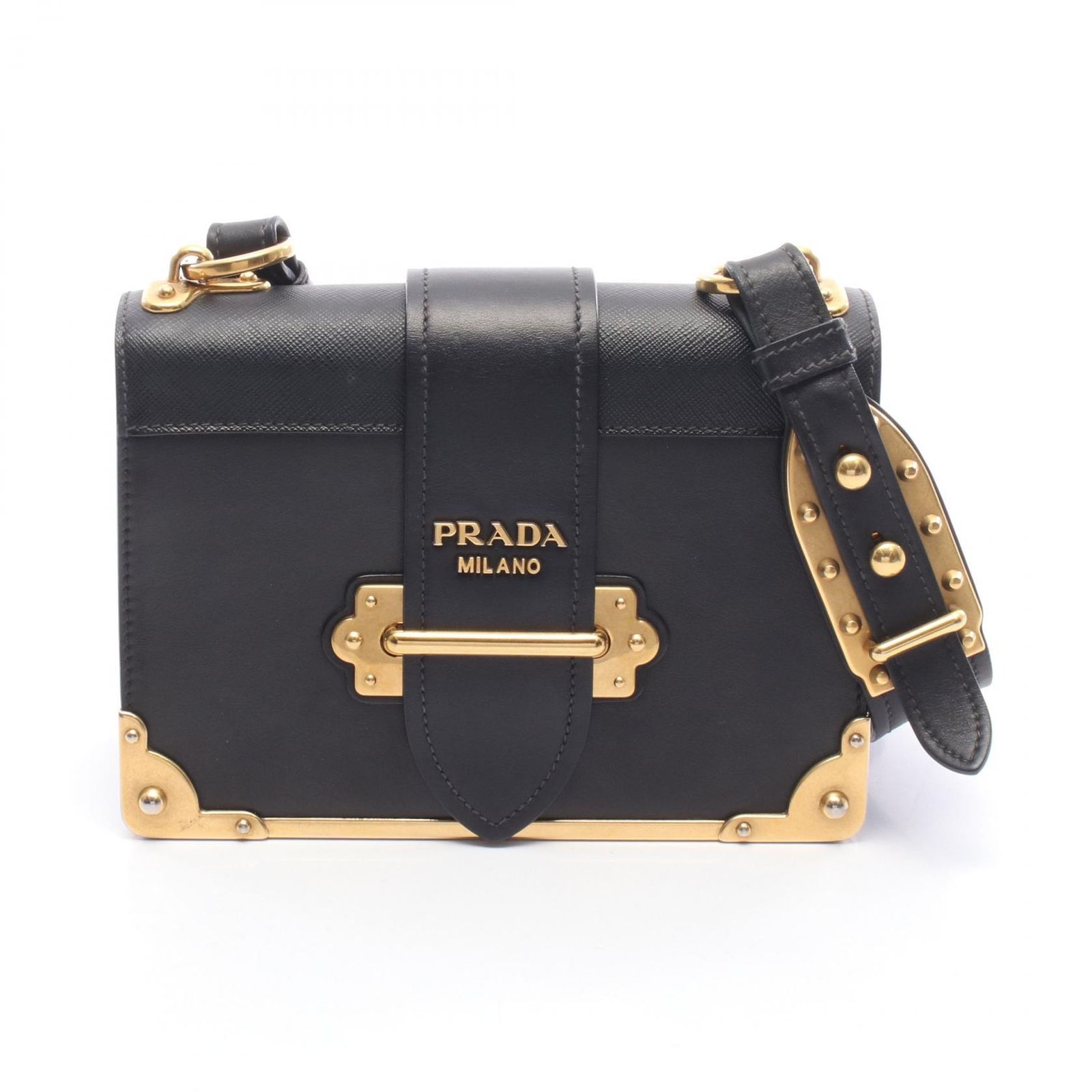 プラダ PRADA ショルダーバッグ カイエ 1BD045 ブラック レザー サフィアーノレザー カイエ ショルダー レディース Used A