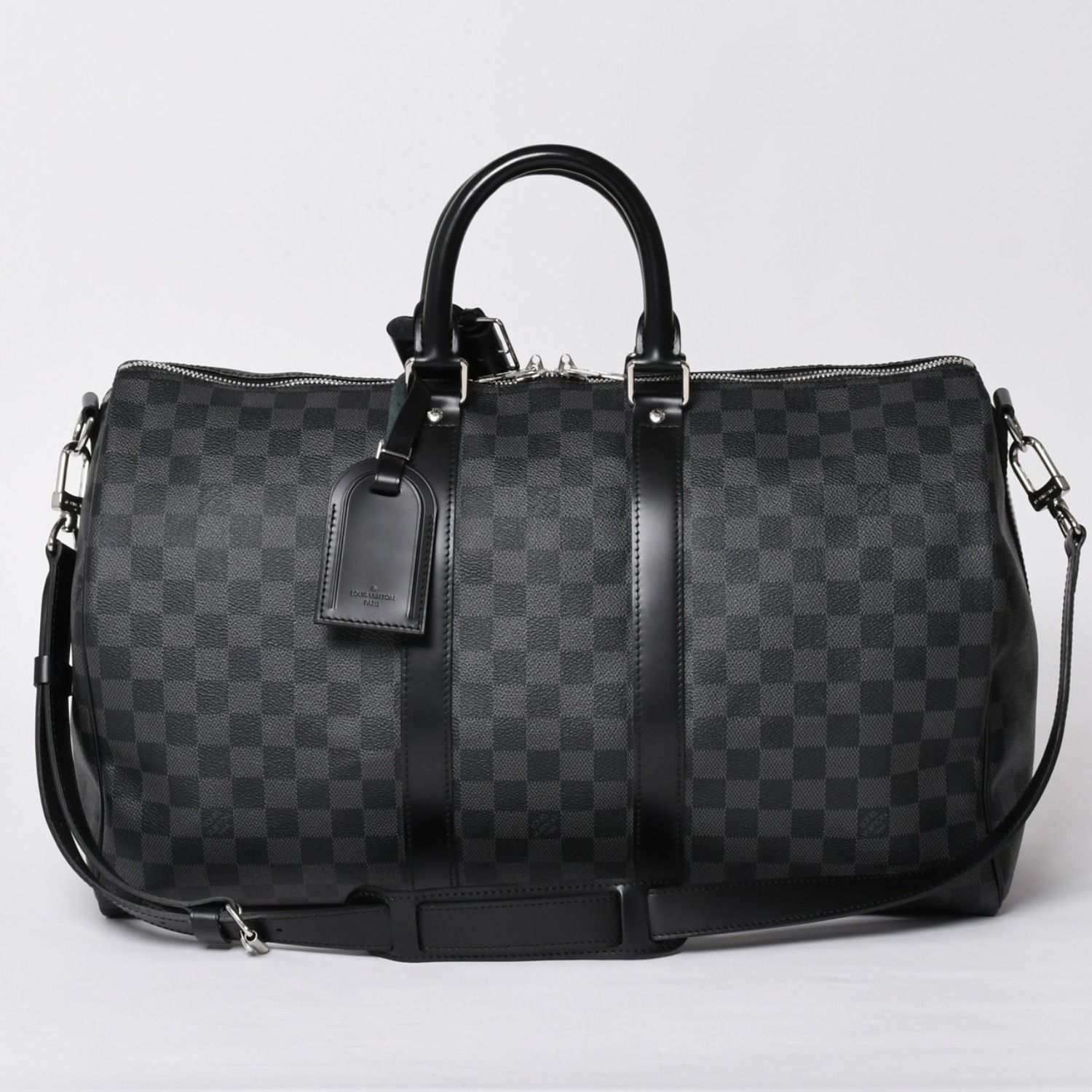 極美品 LOUIS VUITTON ルイヴィトン ボストン キーポルバンドリエール45 ダミエグラフィット N41418 ブラック シルバー金具 4a001917