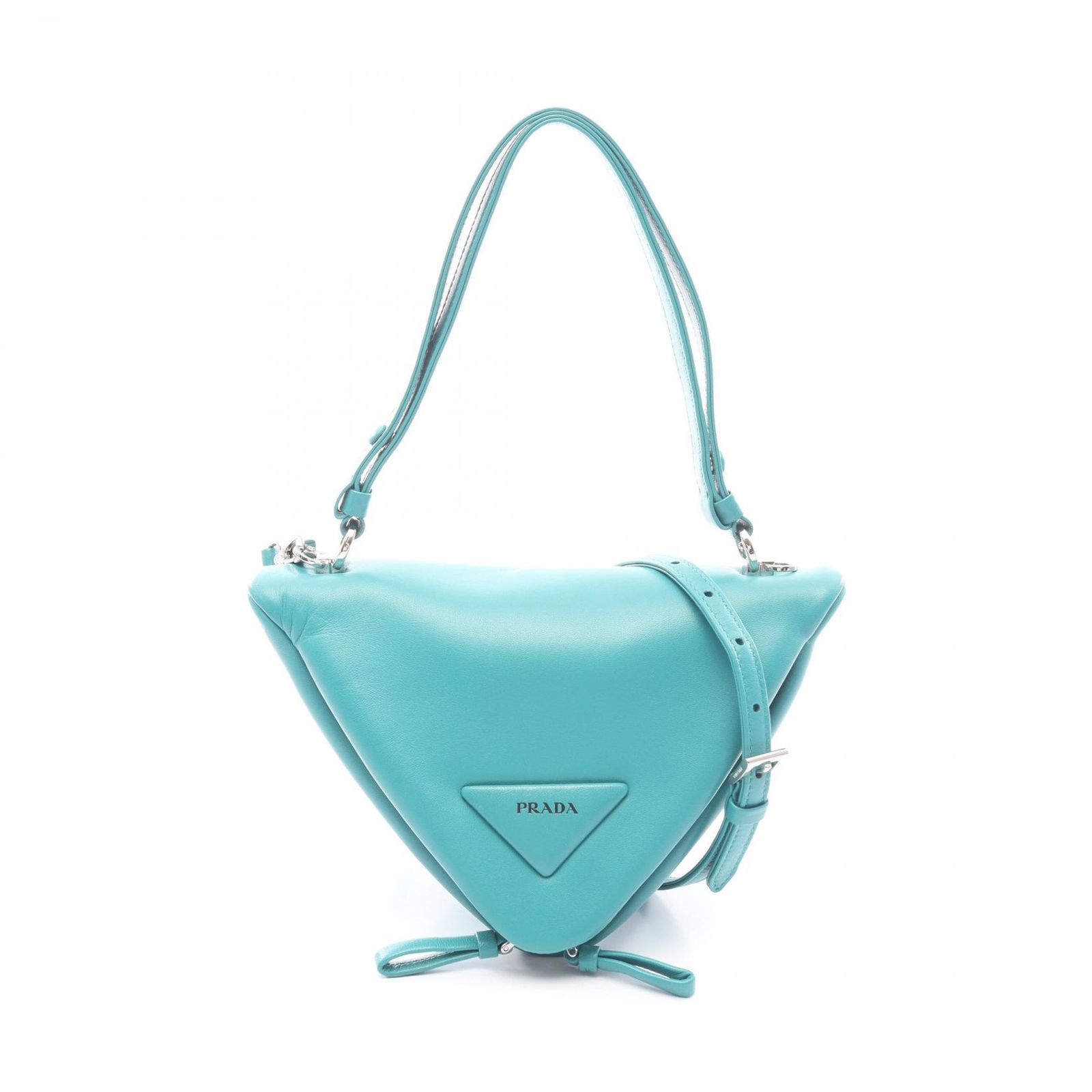プラダ PRADA ハンドバッグ トライアングル 2WAY 1BA315 ブルーグリーン レザー トライアングル 2wayショルダー レディース Used A