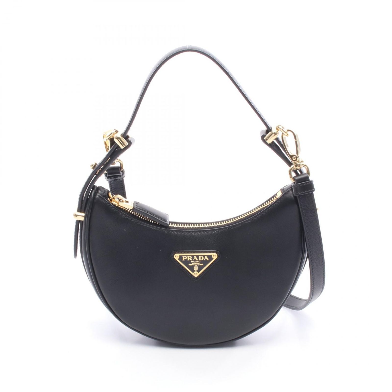プラダ PRADA ハンドバッグ SOFT CALF アーケ 2WAY 1BC194 ブラック レザー アーケ スモール 2wayショルダー レディース Used A