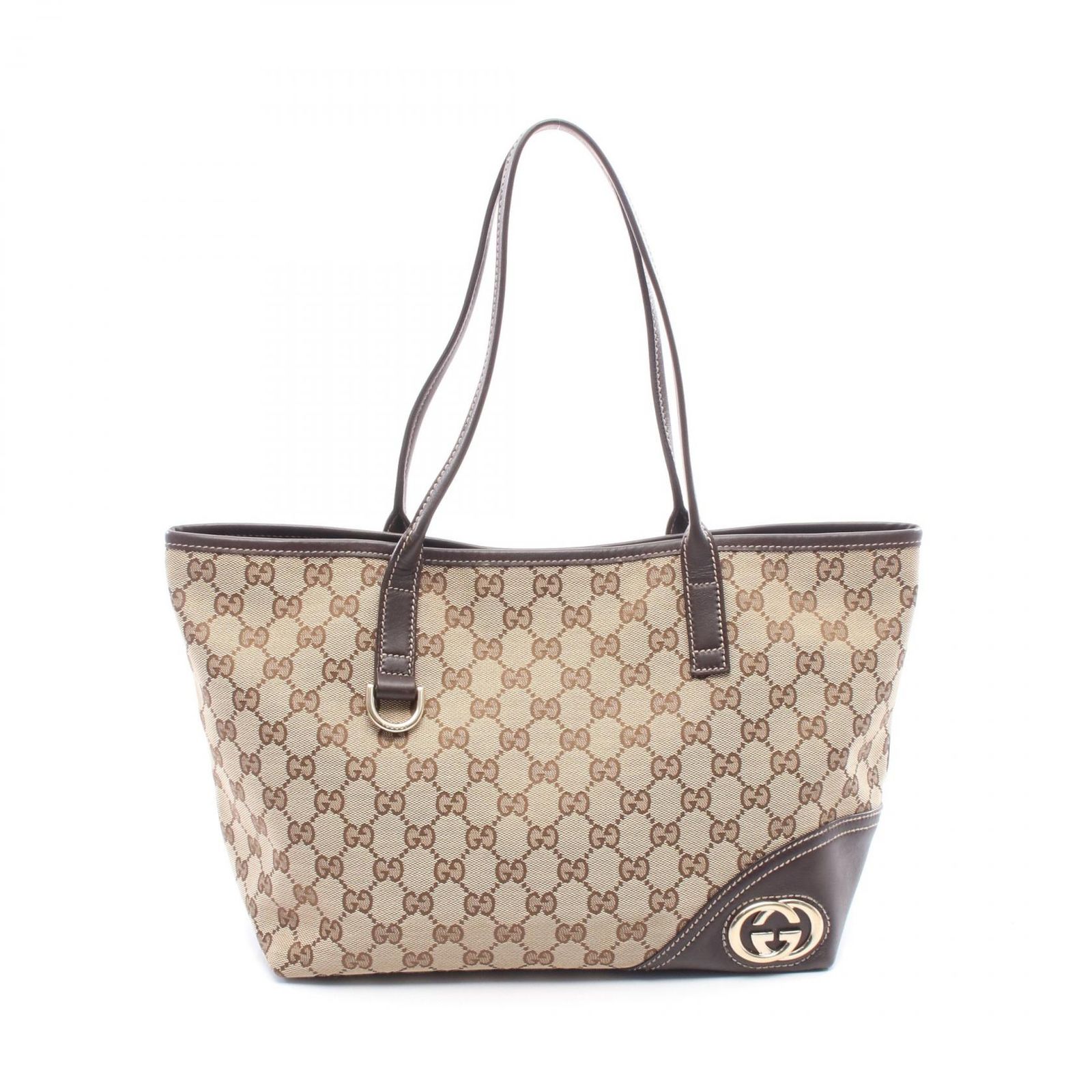 グッチ GUCCI トートバッグ ニューブリット 169946 ベージュ キャンバス レザー ニューブリット トートバッグ レディース Used A