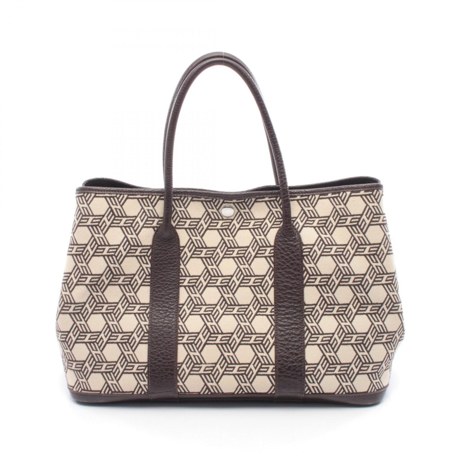 エルメス HERMES トートバッグ ガーデンパーティPM エベンヌ レザー キャンバス ガーデンパーティPM エベンヌ レディース Used B