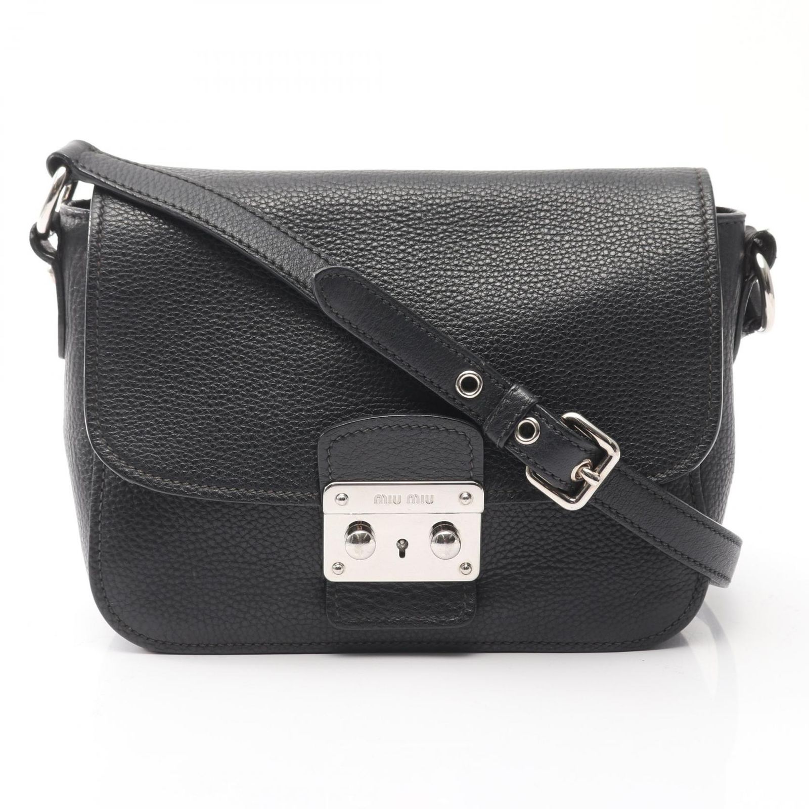 ミュウ ミュウ Miu Miu ショルダーバッグ ブラック レザー マドラス ショルダーバッグ レディース Used B