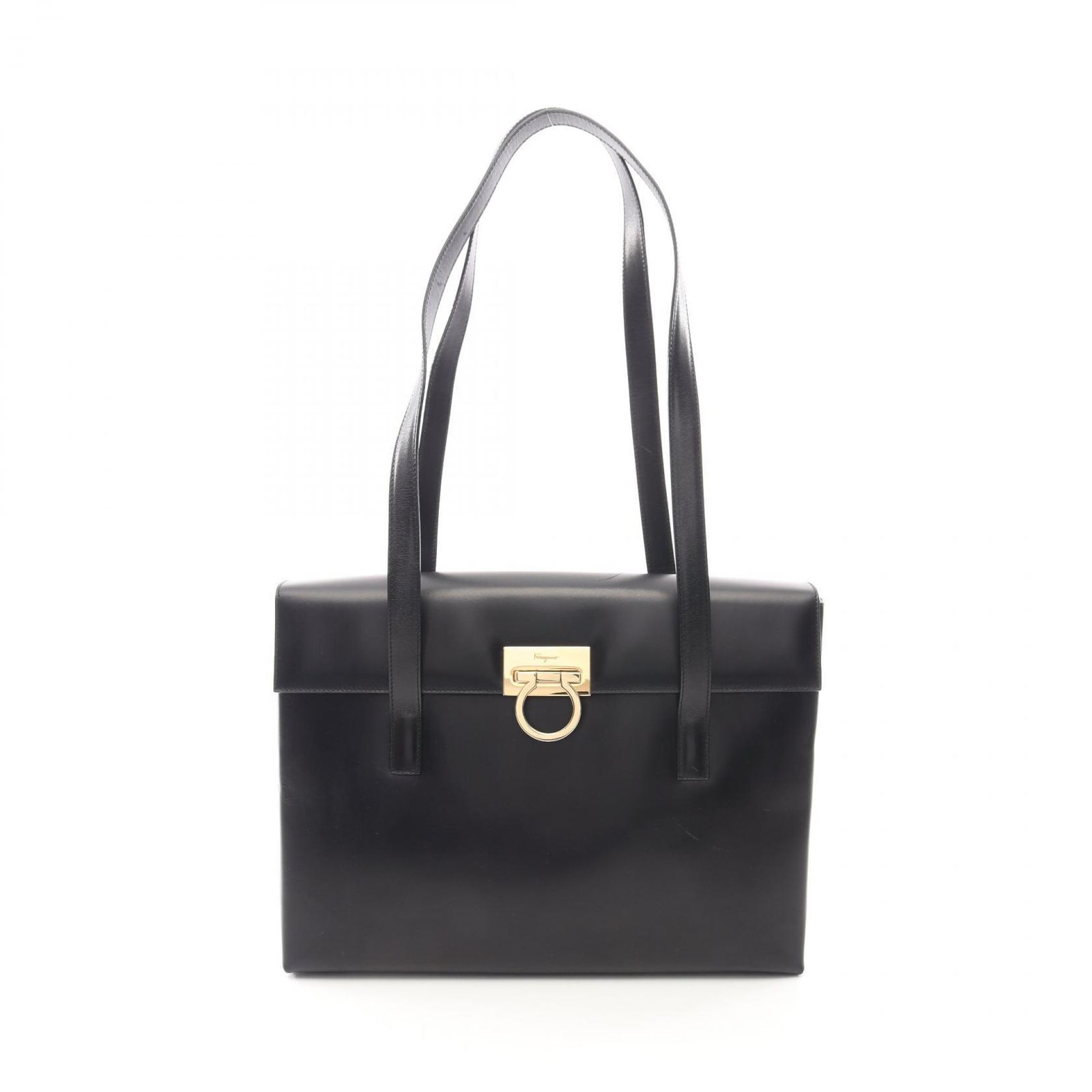 サルヴァトーレフェラガモ Salvatore Ferragamo トートバッグ ガンチーニ ブラック レザー ガンチーニ ショルダーバッグ レディース Used B