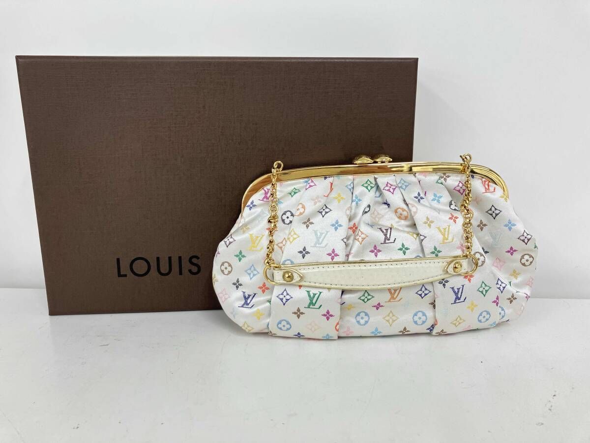 LOUIS VUITTON ルイヴィトン サテン オモニエール M92060 がま口 チェーン ハンドバッグ