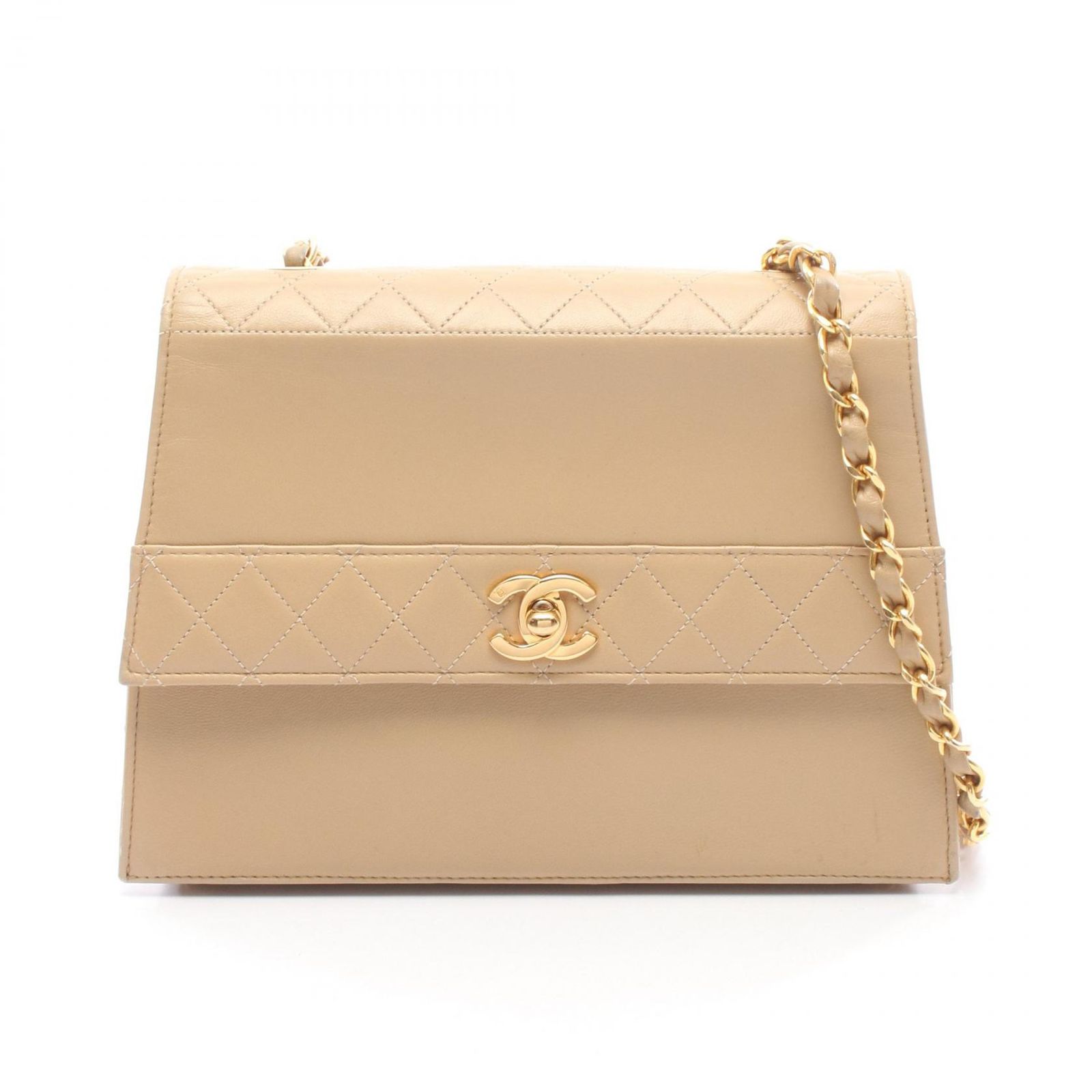シャネル CHANEL ショルダーバッグ マトラッセ レザー ライトベージュ ゴールド レディース 送料無料【中古】 z8148 CHANEL - シャネル CHANEL ショルダーバッグ マトラッセ レザー ライト