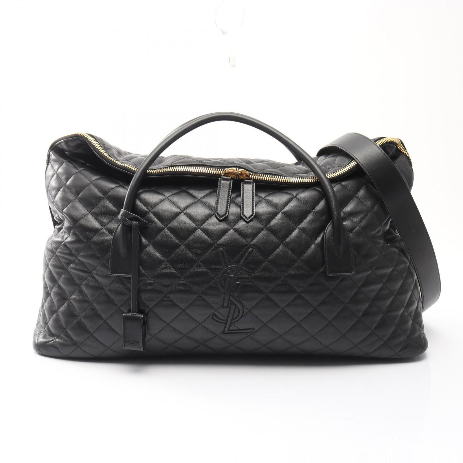 サンローランパリ SAINT LAURENT PARIS ボストンバッグ ES ジャイアント ブラック レザー ES ジャイアント 2wayボストン レディース Used A