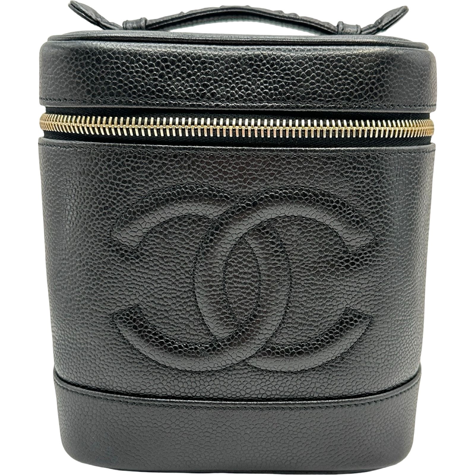 シャネル CHANEL ココマーク バニティバッグ A01998 3番台 ブラック ゴールド金具 キャビアスキン レディース ハンドバッグ