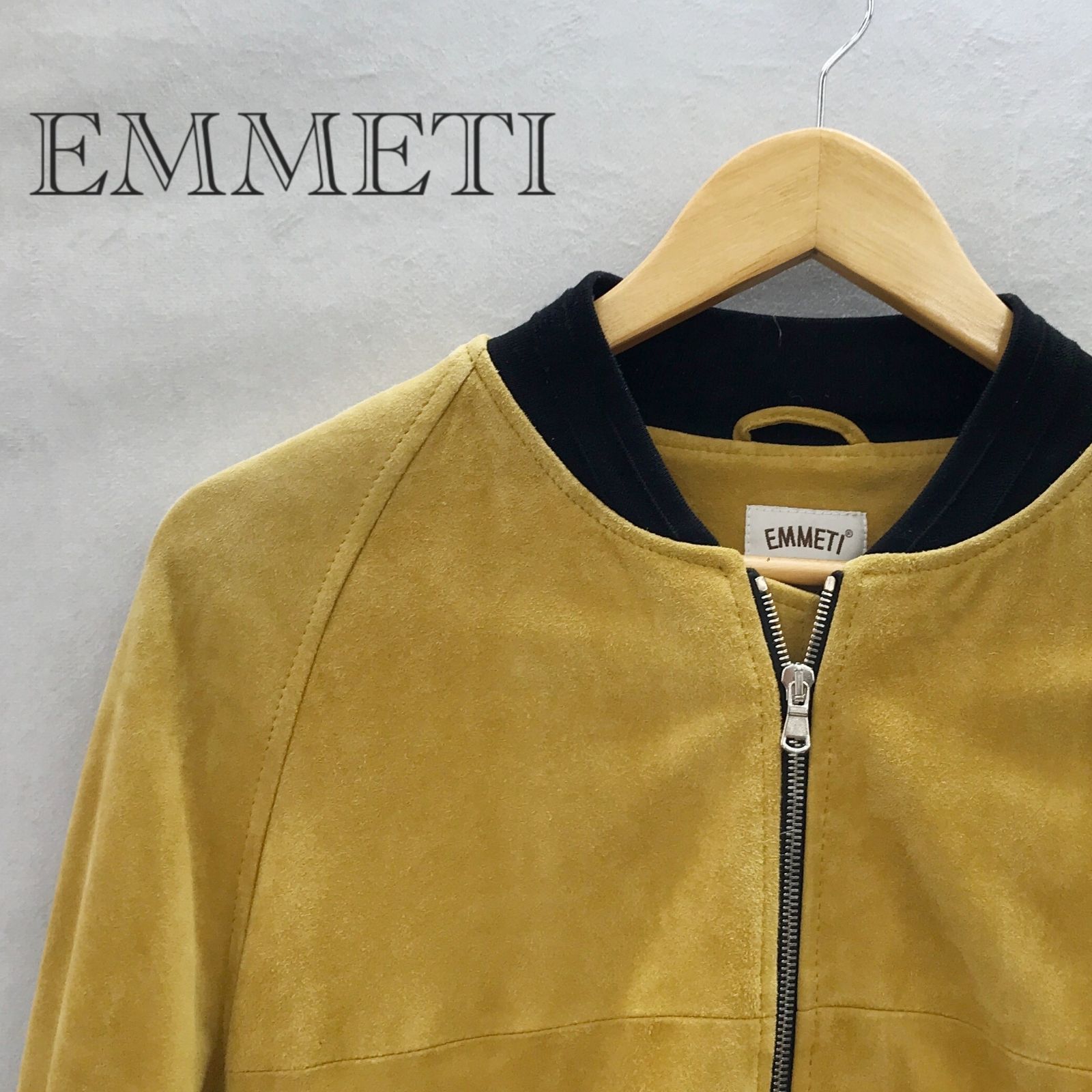 EMMETI ヤギ革 ジャケット ブルゾン イタリア製 メンズ アウター 50 イエロー メンズ ファッション _233023
