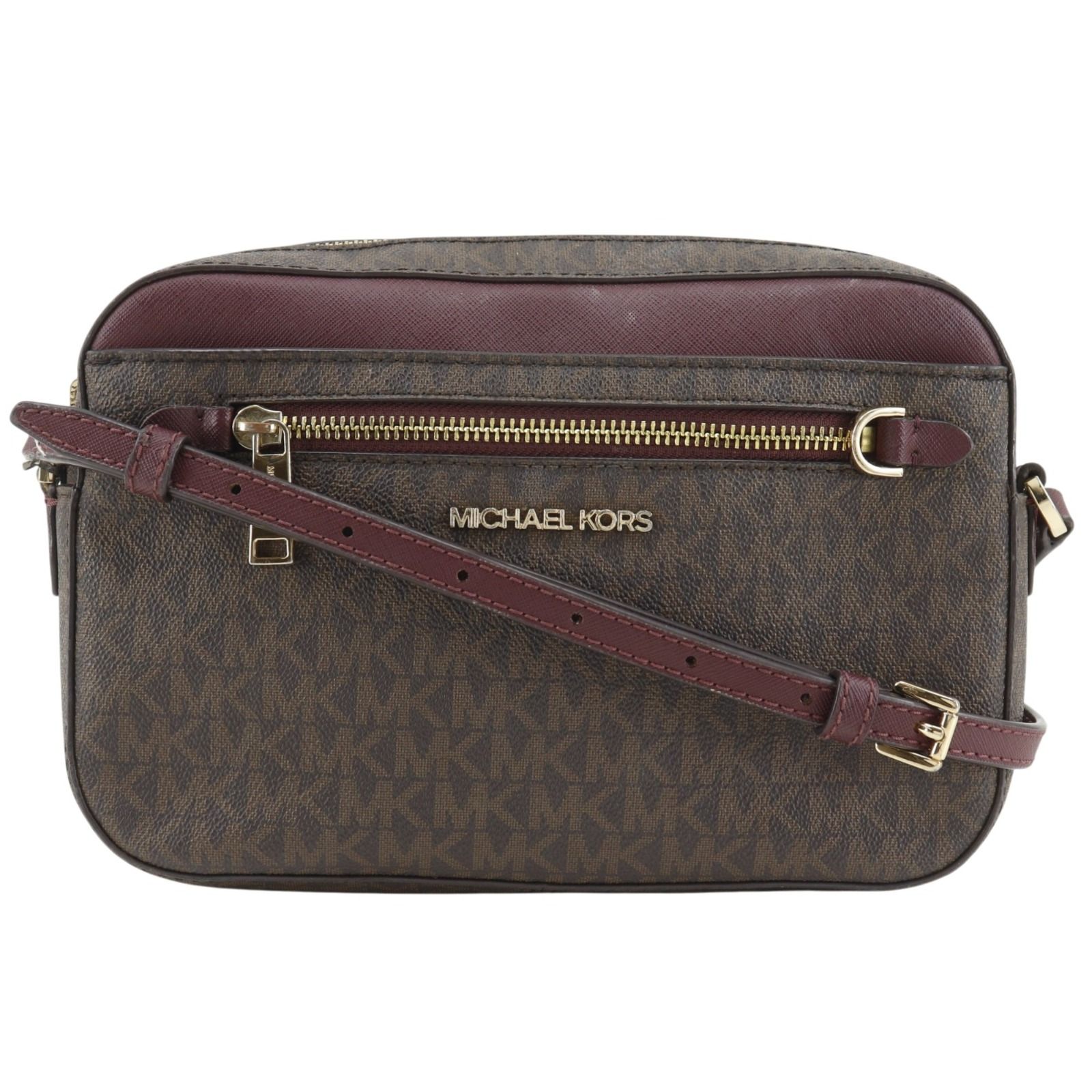 【Michael Kors】マイケルコース ジップ チェーン クロスボディ ラージ シグネチャー 35S1GTTC9B PVC 茶 レディース ショルダーバッグ