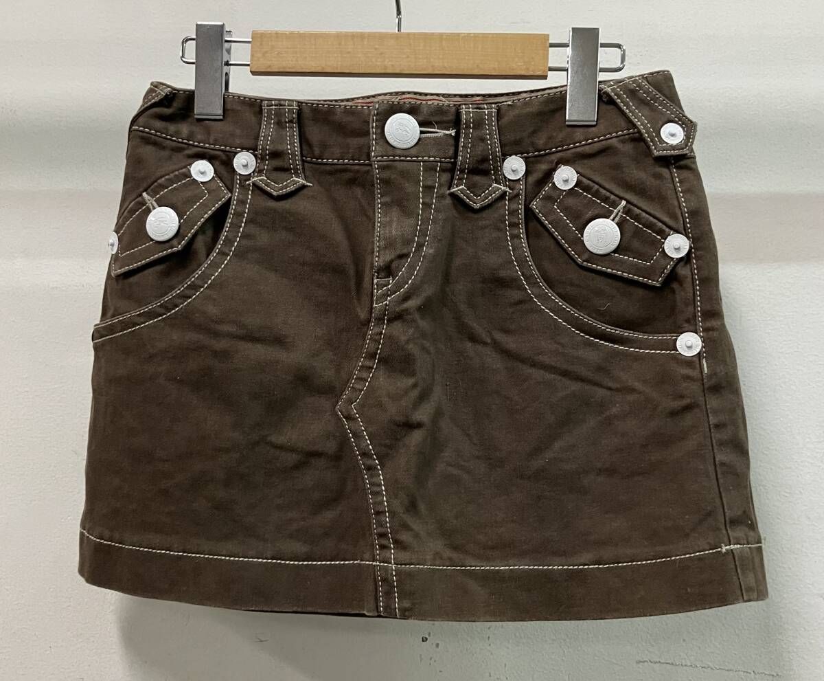 BURBERRY BLUE LABEL バーバリーブルーレーベル スカート コットン ミニスカート ブラウン FXF33-664-56 サイズ24 XS以下 色褪せ有り
