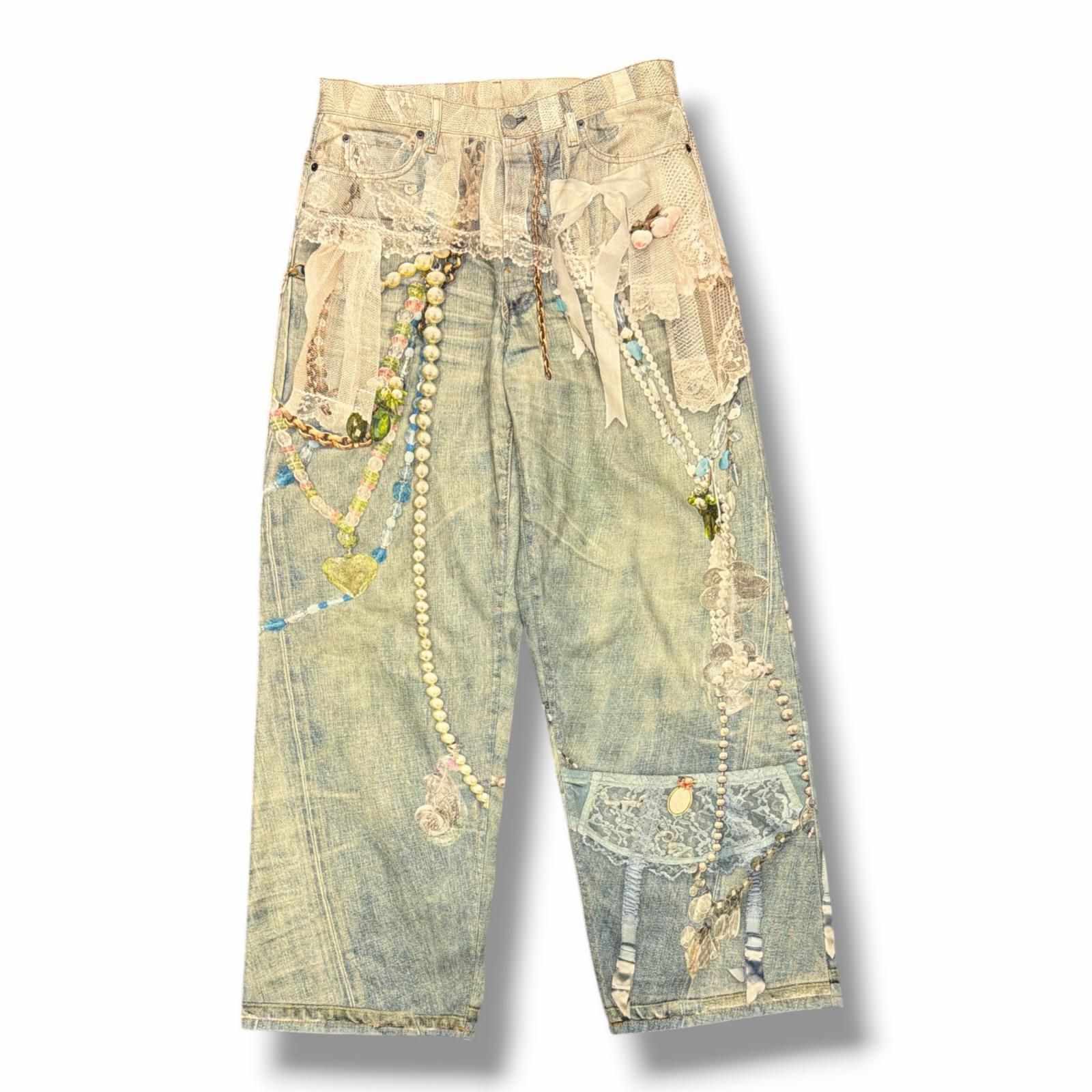 ACNE STUDIOS トロンプルイユデニムパンツ ワイドデニムパンツ アクネストゥディオズ TROU000047 インディゴ L （15400M）