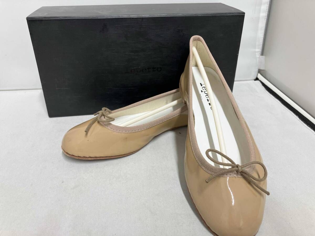 repetto レペット バレエシューズ エナメル パテントレザー ベージュ サイズ:22.5cm