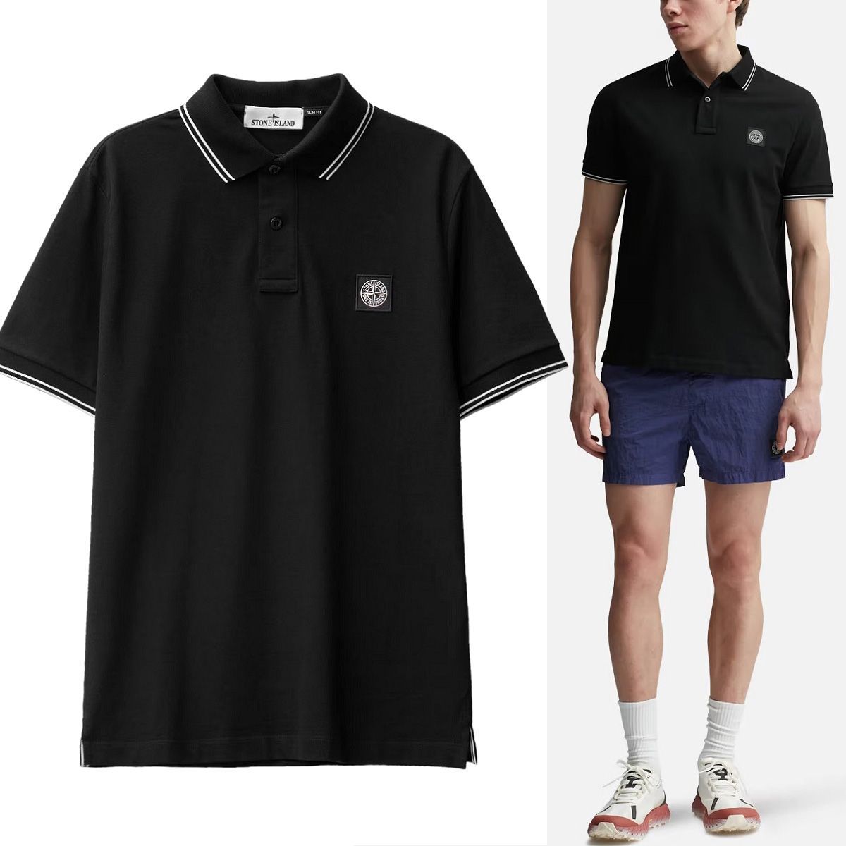 【Stone 】ポロシャツ ブラック L ほぼ未使用 STONE ISLAND（ストーン アイランド） ポロシャツ 2SC17 メンズ