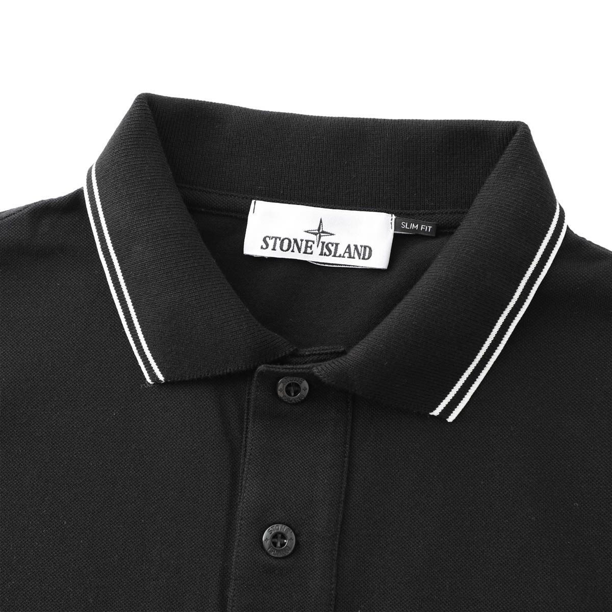 STONE  ブラックポロシャツ SLIM FIT 良品】STONE ISLAND ブラック ポロシャツ スリムフィット L - メルカリ