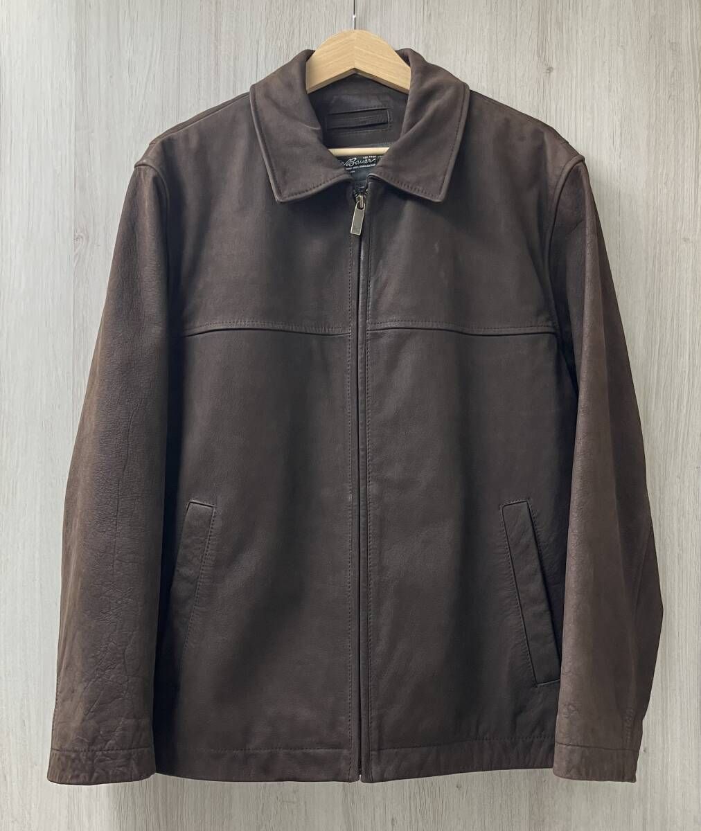Eddie Bauer エディー・バウアー 牛革 シングルライダース レザージャケット サイズM ブラウン