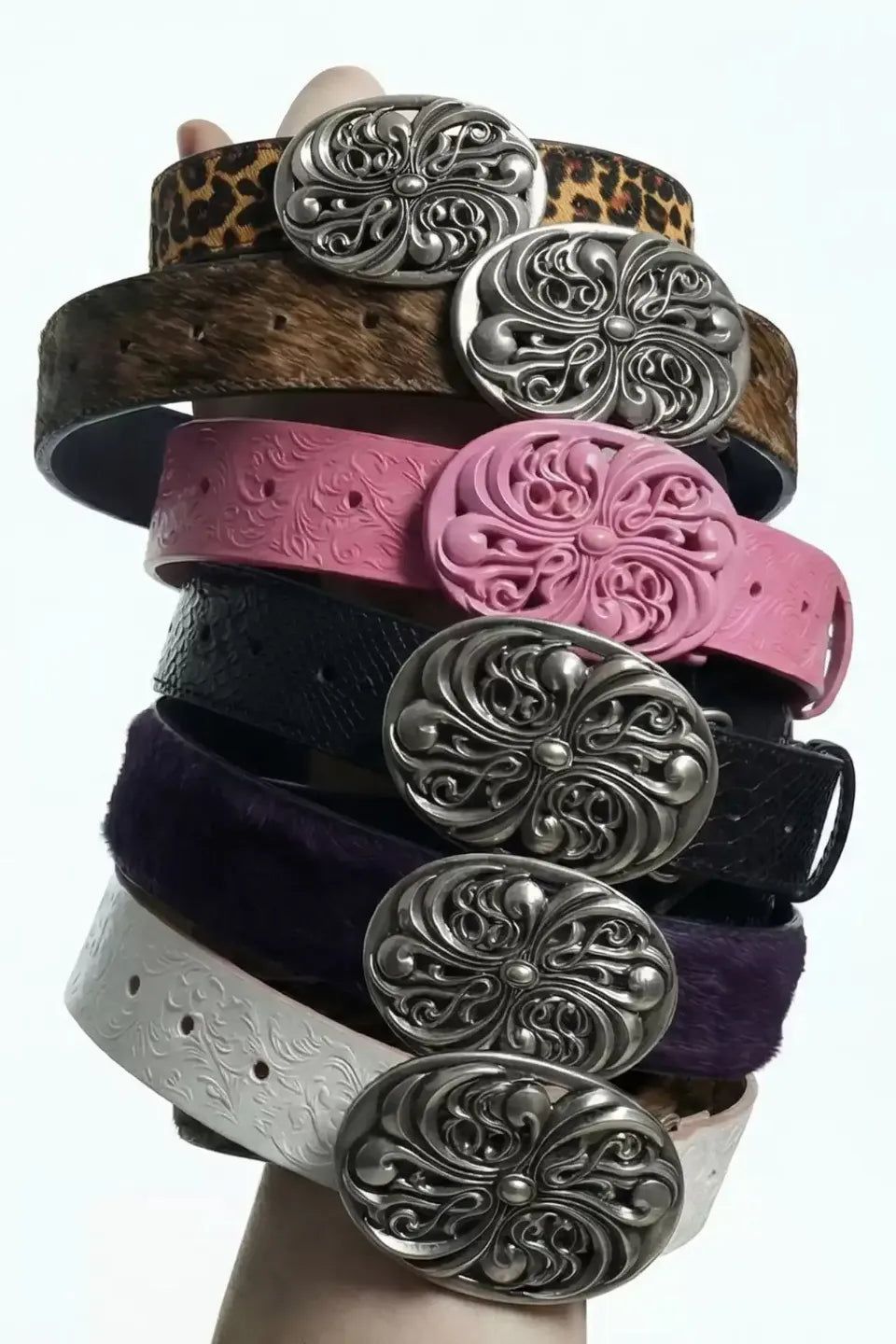 DND4DES | CHROME ACANTHUS CARVED LEATHER BELT
