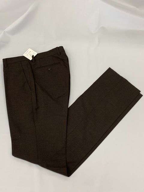 新品 定価2.86万 高級ブランド 英国ブランド 百貨店ブランド 特価セール パンツ ズボン トラウザーズ S M L ウエスト 79cm 毛 ウール 100% ブラウン 無地 メンズ 春 夏 秋 カジュアル ビジネス ノータック 289