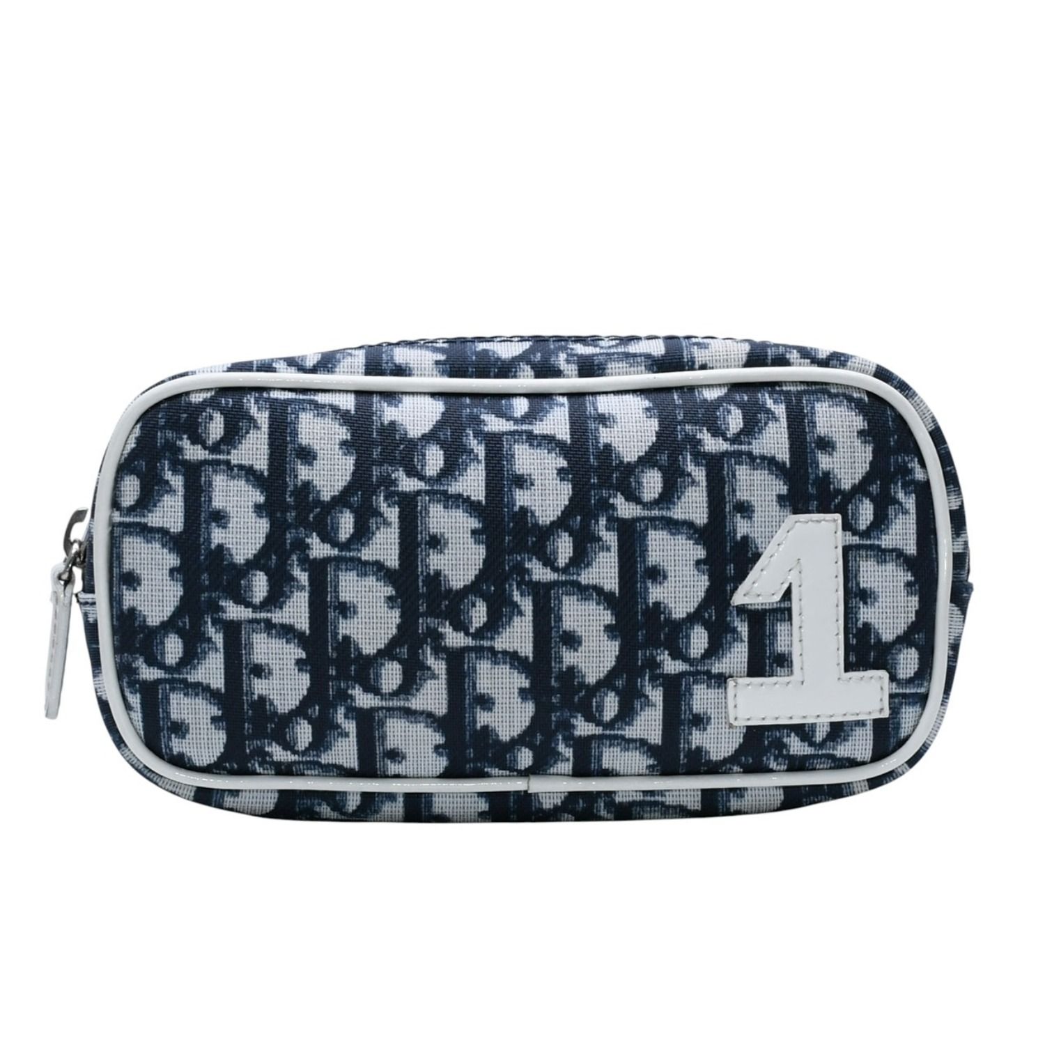 極美品 Christian Dior クリスチャンディオール ポーチ トロッターNO.1 セカンドバッグ MII0901 トロッター ネイビー 中古 4a002328