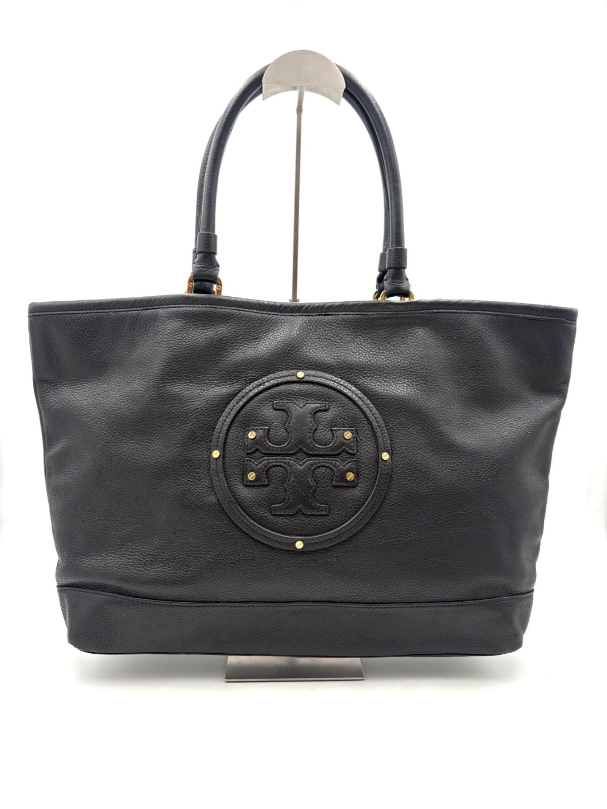 TORYBURCH　トリーバーチ　トートバッグ　オールレザー　ブラック　黒　スタッズ 大容量　ハンドバッグ