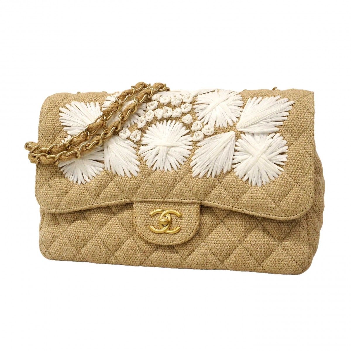 ☆SALE【6de5786】シャネル ショルダーバッグ デカマトラッセ ラフィア 