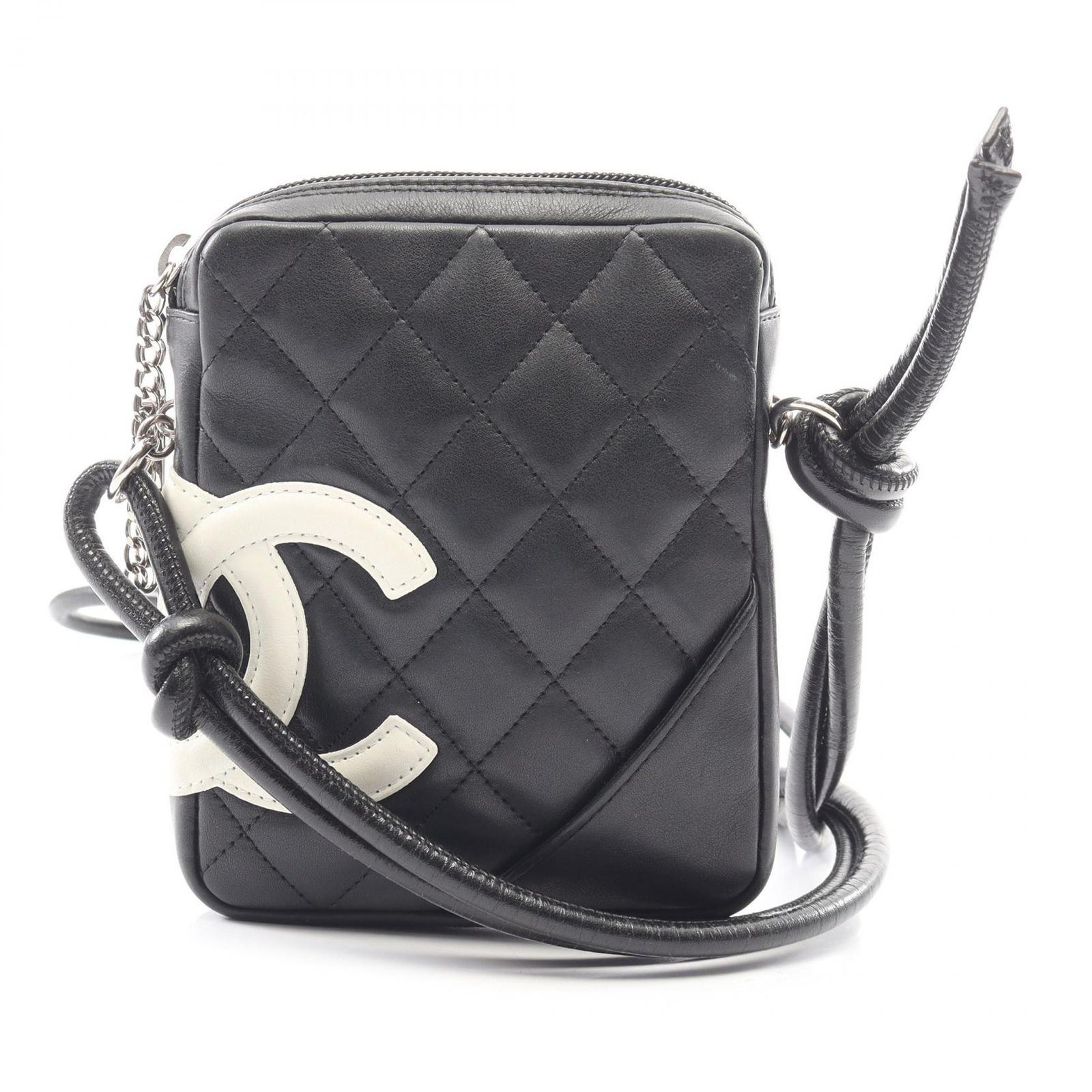 シャネル CHANEL ショルダーバッグ カンボンライン スモール A25177 ブラック/ホワイト レザー カンボン スモール ポシェット レディース Used B