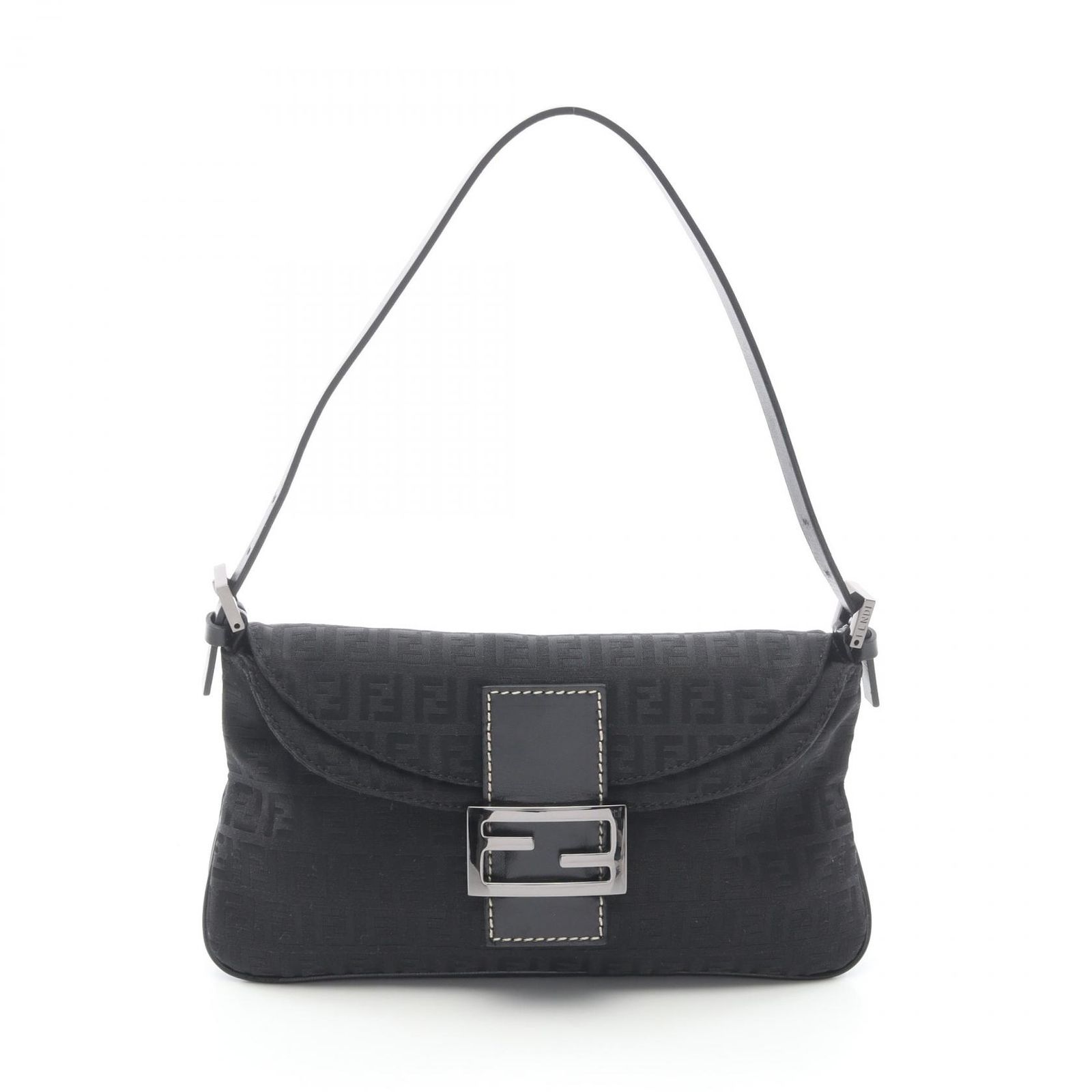 フェンディ FENDI ハンドバッグ ズッキーノ ブラック キャンバス レザー ズッキーノ マンマバケット レディース Used A