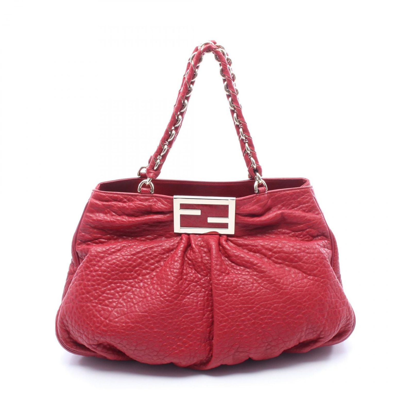 フェンディ FENDI トートバッグ ミア 8BR616 レッド レザー ミア チェーンショルダー レディース Used A
