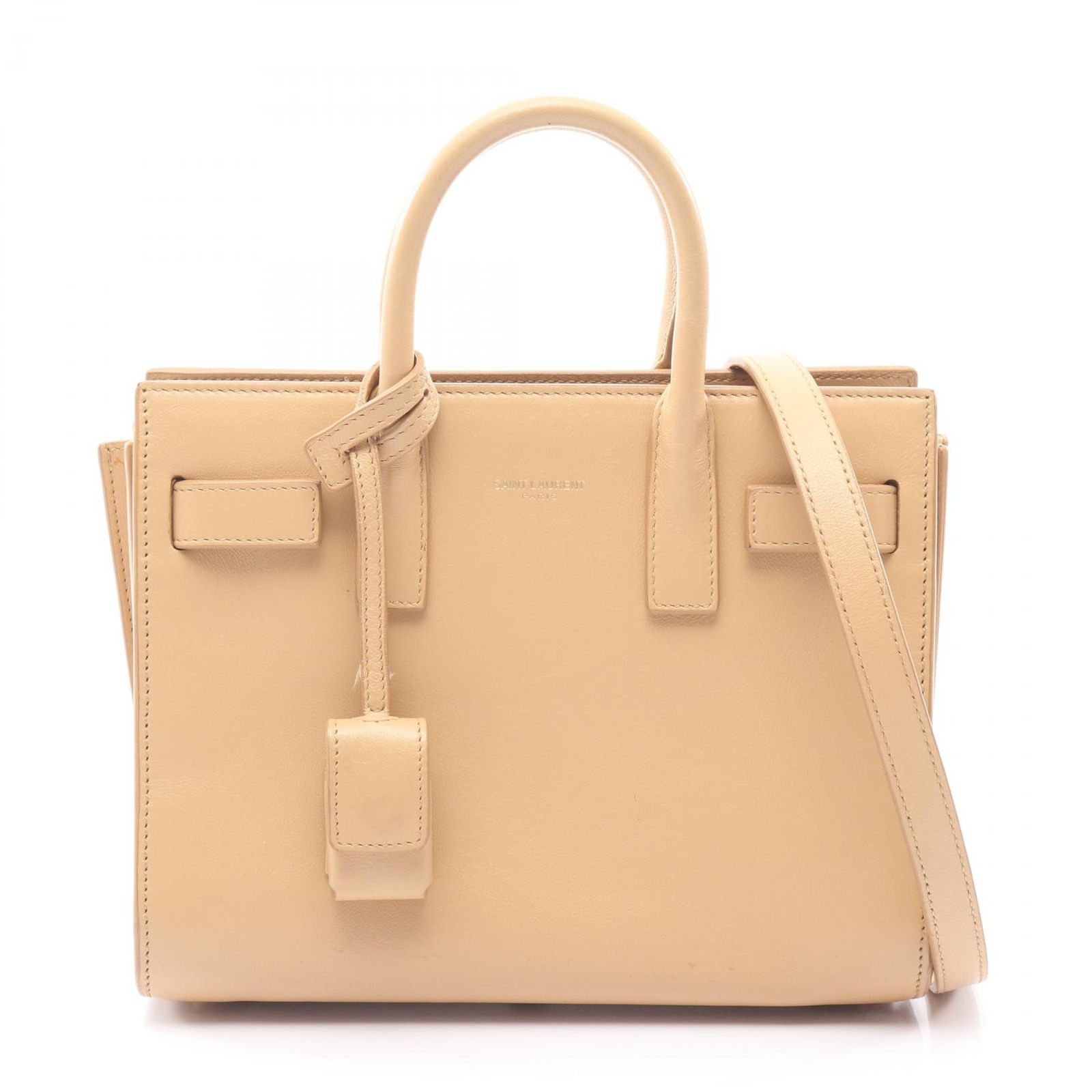 サンローランパリ SAINT LAURENT PARIS トートバッグ サックドジュール ナノ 2WAY 340778 ベージュ レザー 2wayショルダー レディース Used B