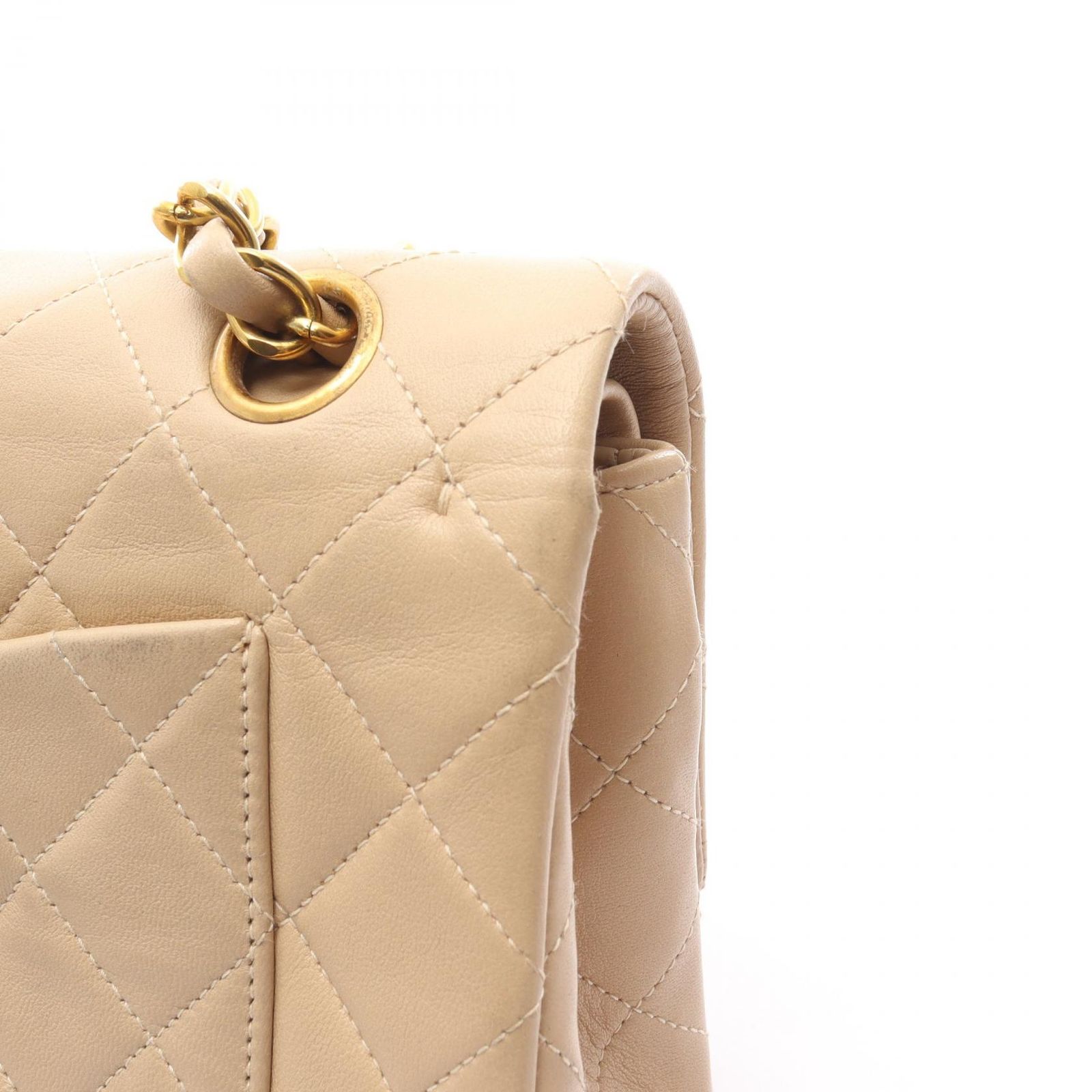 シャネル CHANEL ショルダーバッグ マトラッセ Wフラップ ベージュ
