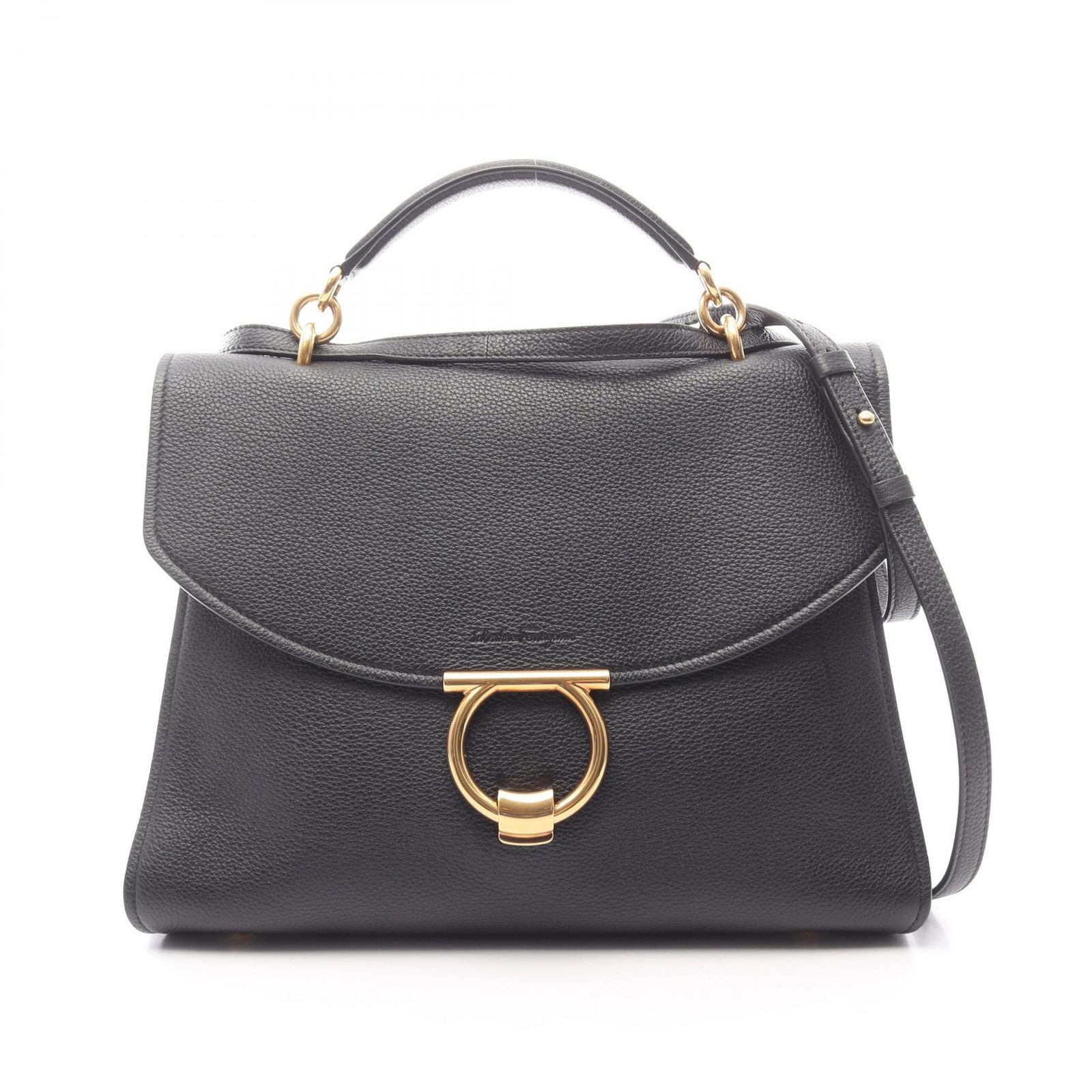 サルヴァトーレフェラガモ Salvatore Ferragamo ハンドバッグ マーゴット ガンチーニ 2WAY ブラック レザー ガンチーニ マーゴット 2wayハンド レディース Used A