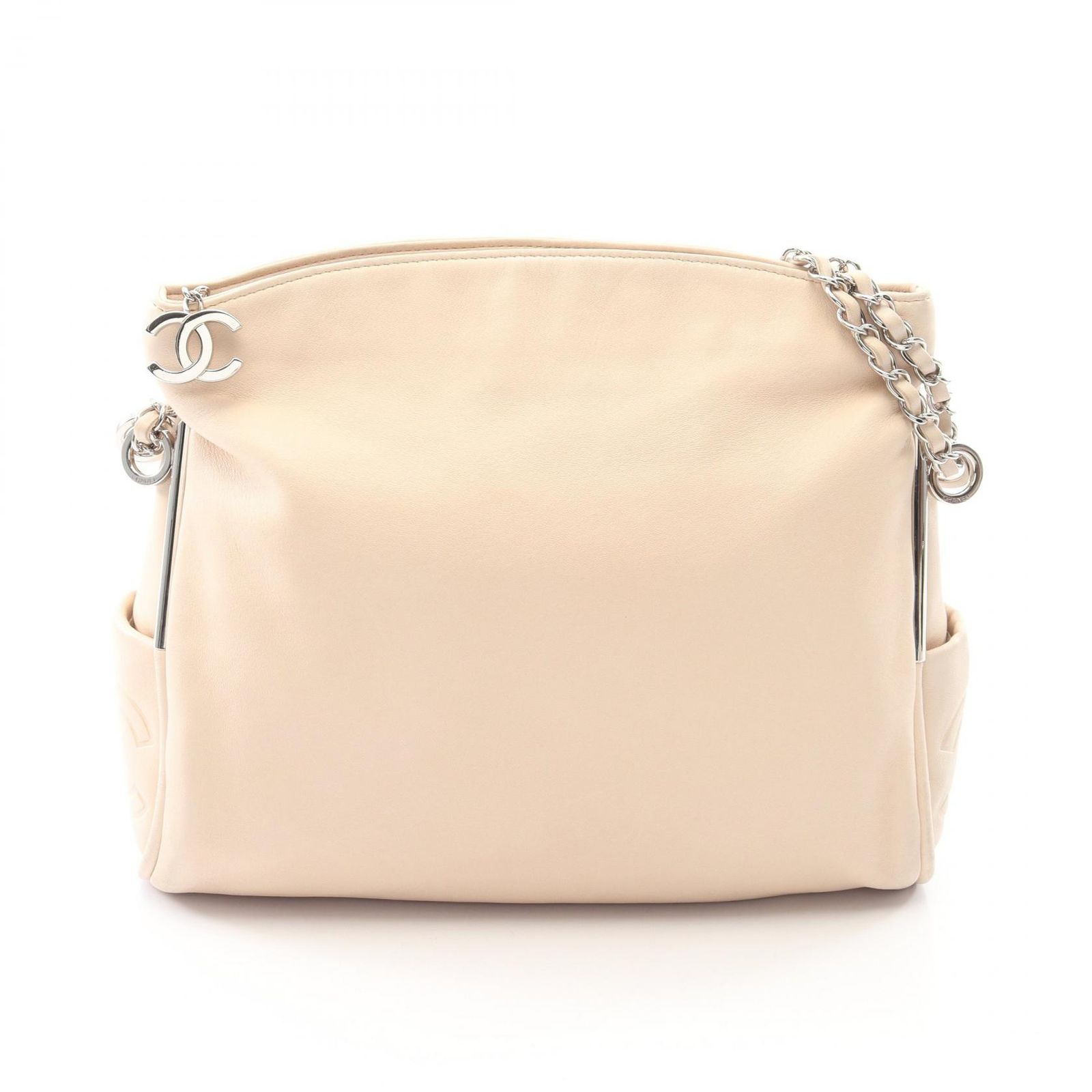 シャネル CHANEL ショルダーバッグ ココマーク ライトベージュ ラムスキン（羊革） ココマーク チェーンショルダー レディース Used B