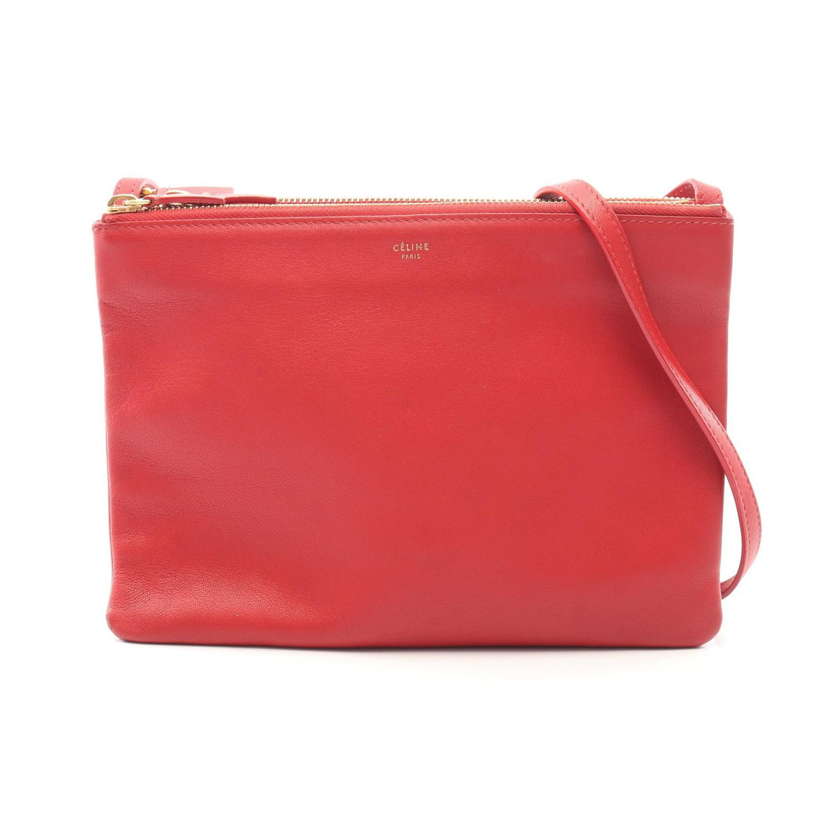 セリーヌ CELINE ショルダーバッグ TRIO LARGE トリオ ラージ レッド レザー トリオ ラージ レディース Used B